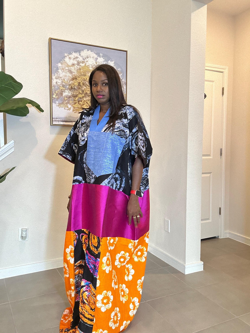 Ankara Patchwork Maxi Dress: Handmade African Kaftan, Vibrant Boho Style