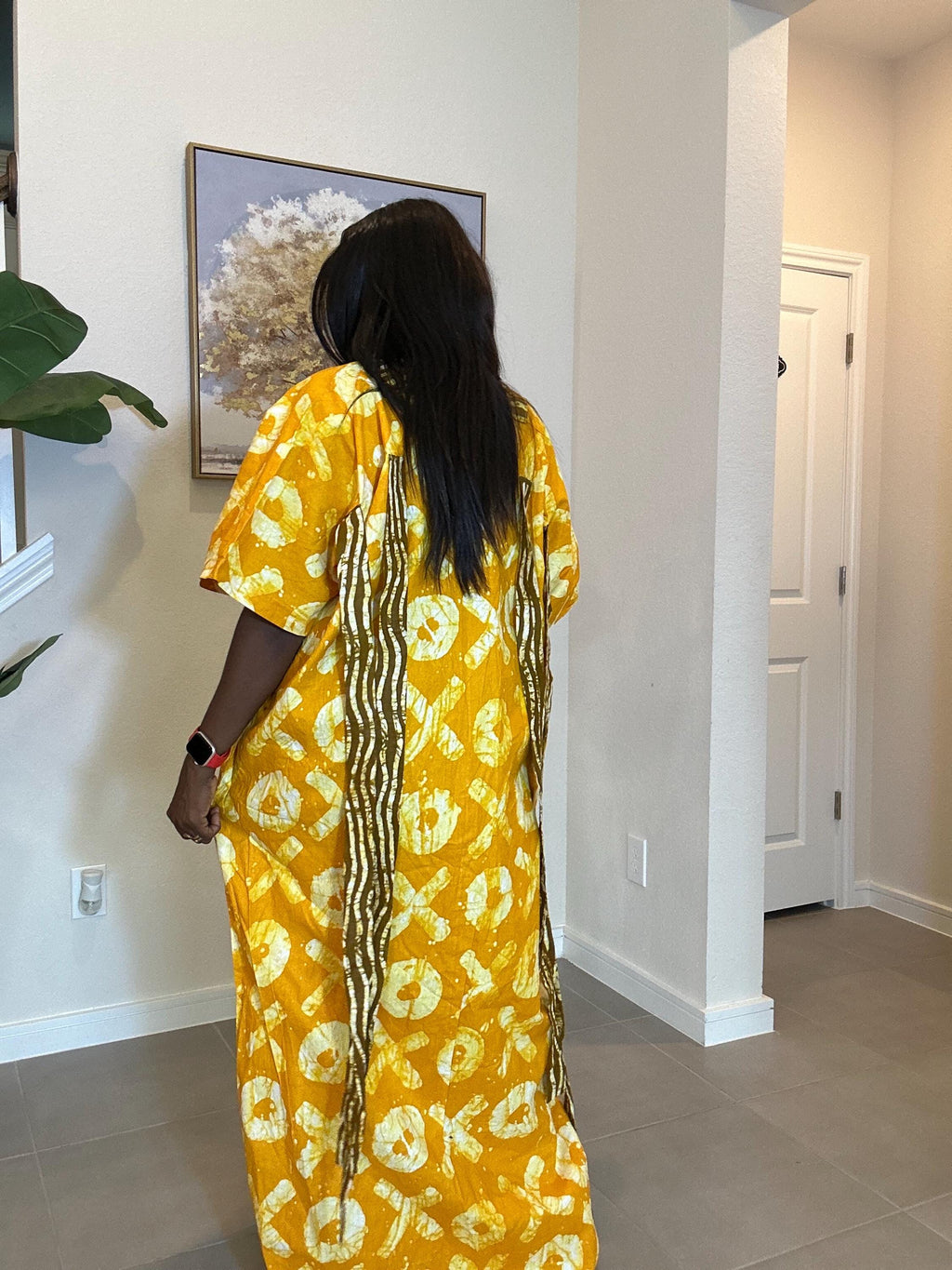 Handmade Yellow Ankara Boubou Dress: African Kaftan Gown