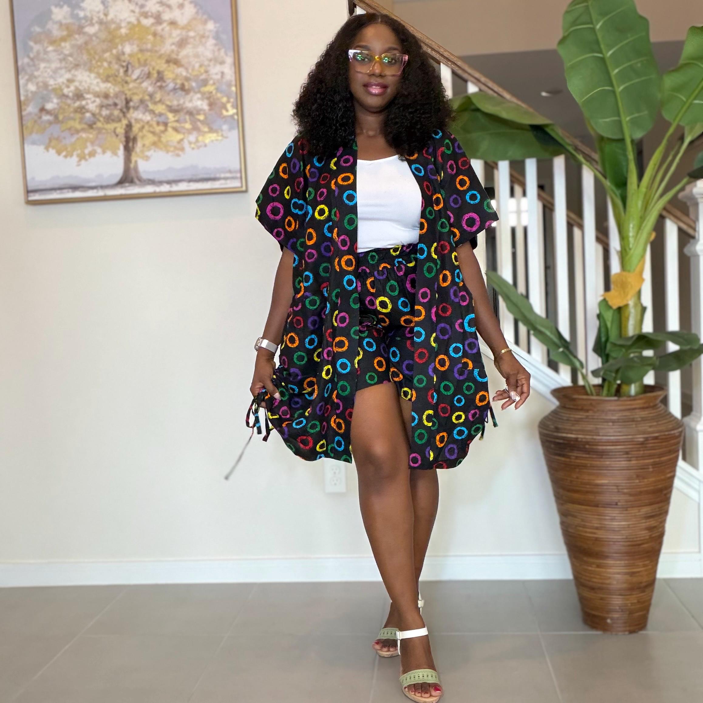 Ankara Kimono and Knicker Set: African Print Boho Lounge Outfit