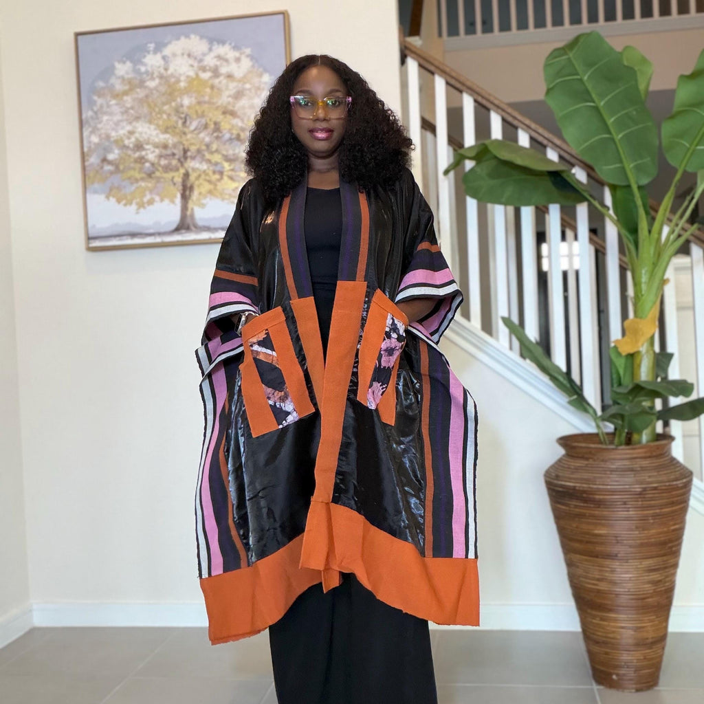 Handmade African Adire Aso Oke Kimono | Boho Festival Jacket