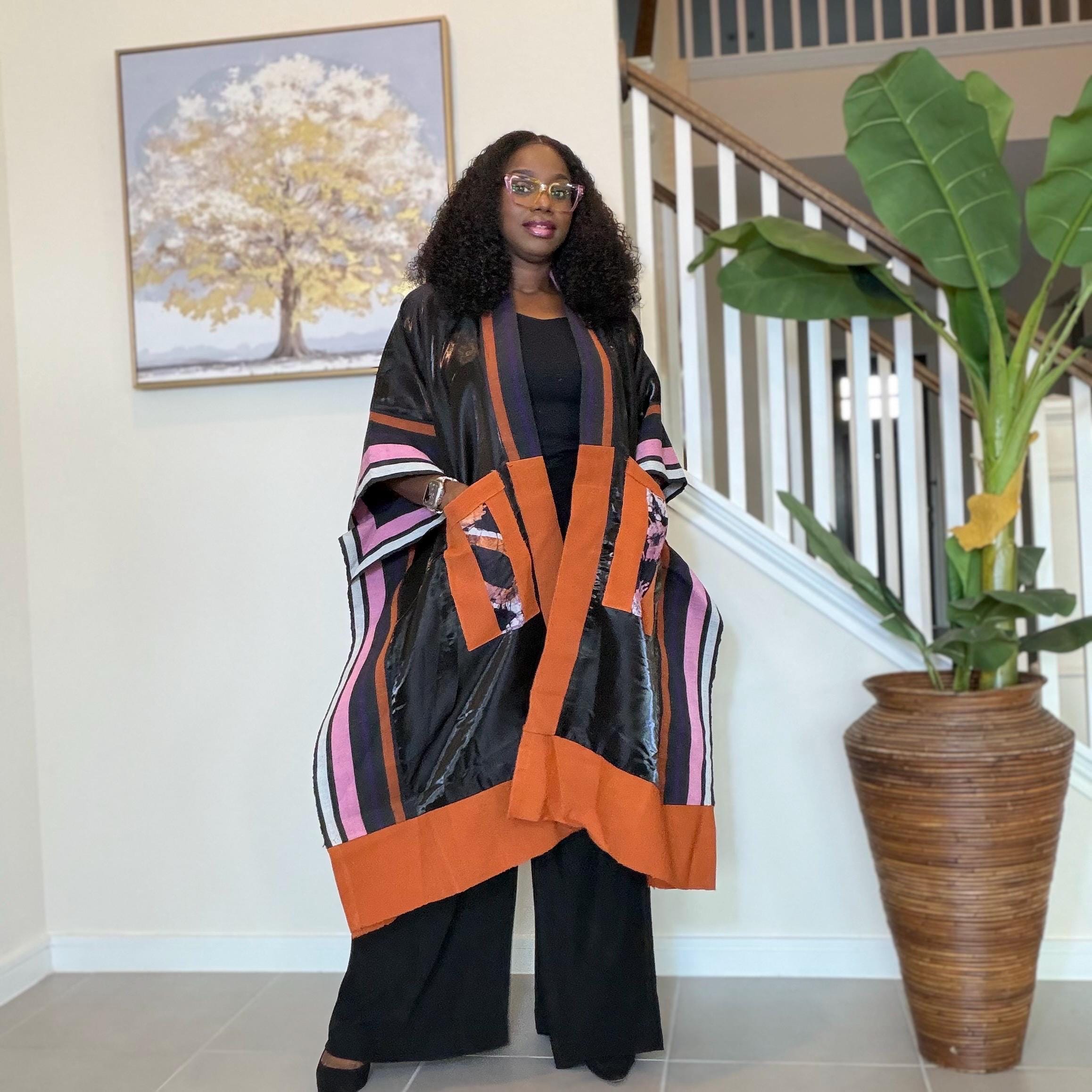 Handmade African Adire Aso Oke Kimono | Boho Festival Jacket