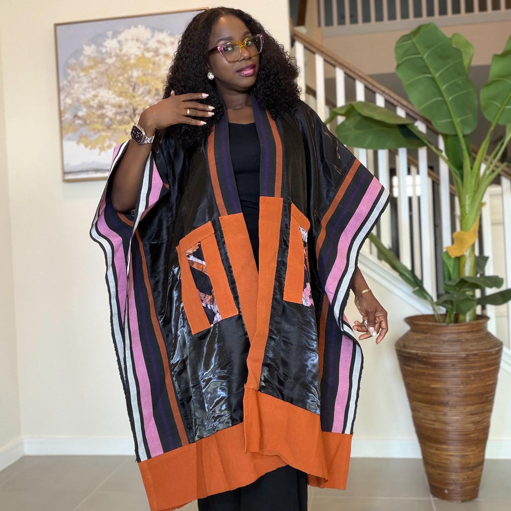 Handmade African Adire Aso Oke Kimono | Boho Festival Jacket