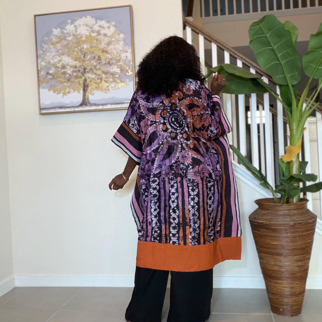 Handmade African Adire Aso Oke Kimono | Boho Festival Jacket