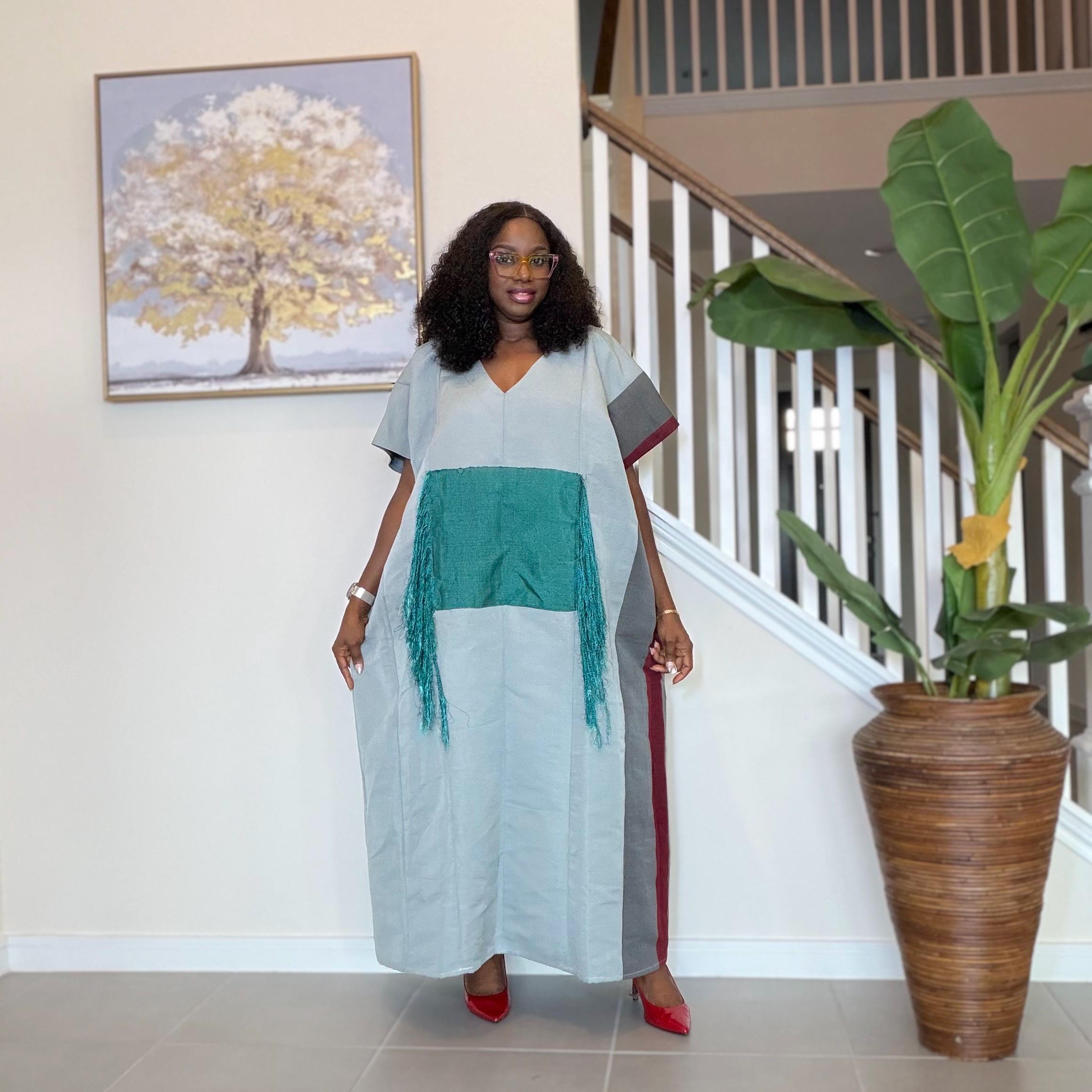 Handmade Aso Oke Kaftan Maxi Dress – Nigerian Fringe Gown