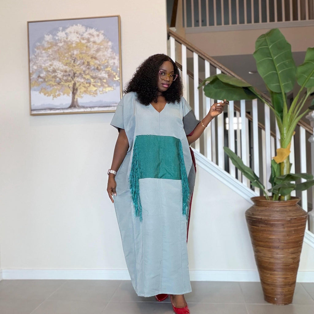 Handmade Aso Oke Kaftan Maxi Dress – Nigerian Fringe Gown