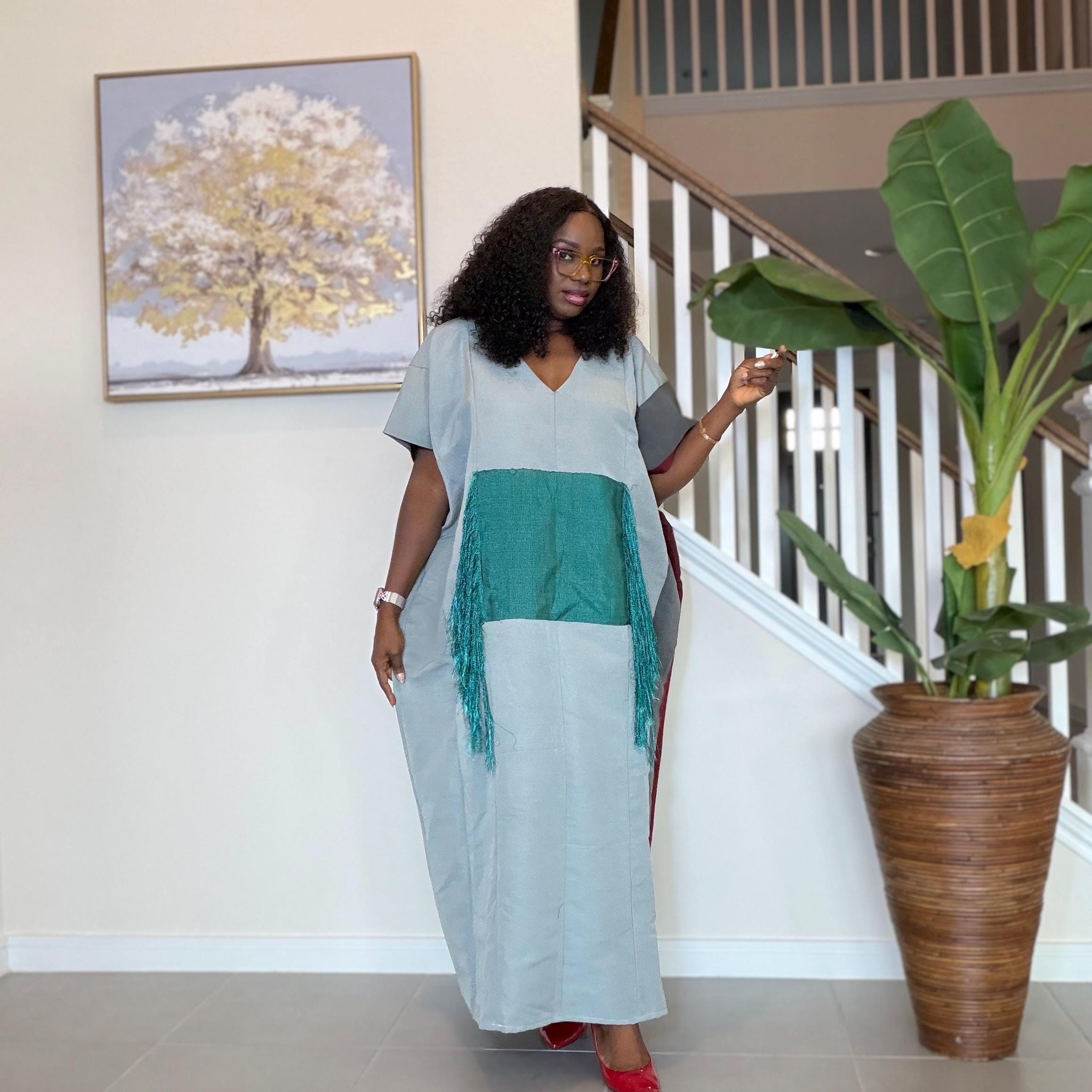 Handmade Aso Oke Kaftan Maxi Dress – Nigerian Fringe Gown