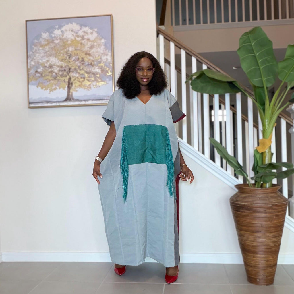 Handmade Aso Oke Kaftan Maxi Dress – Nigerian Fringe Gown