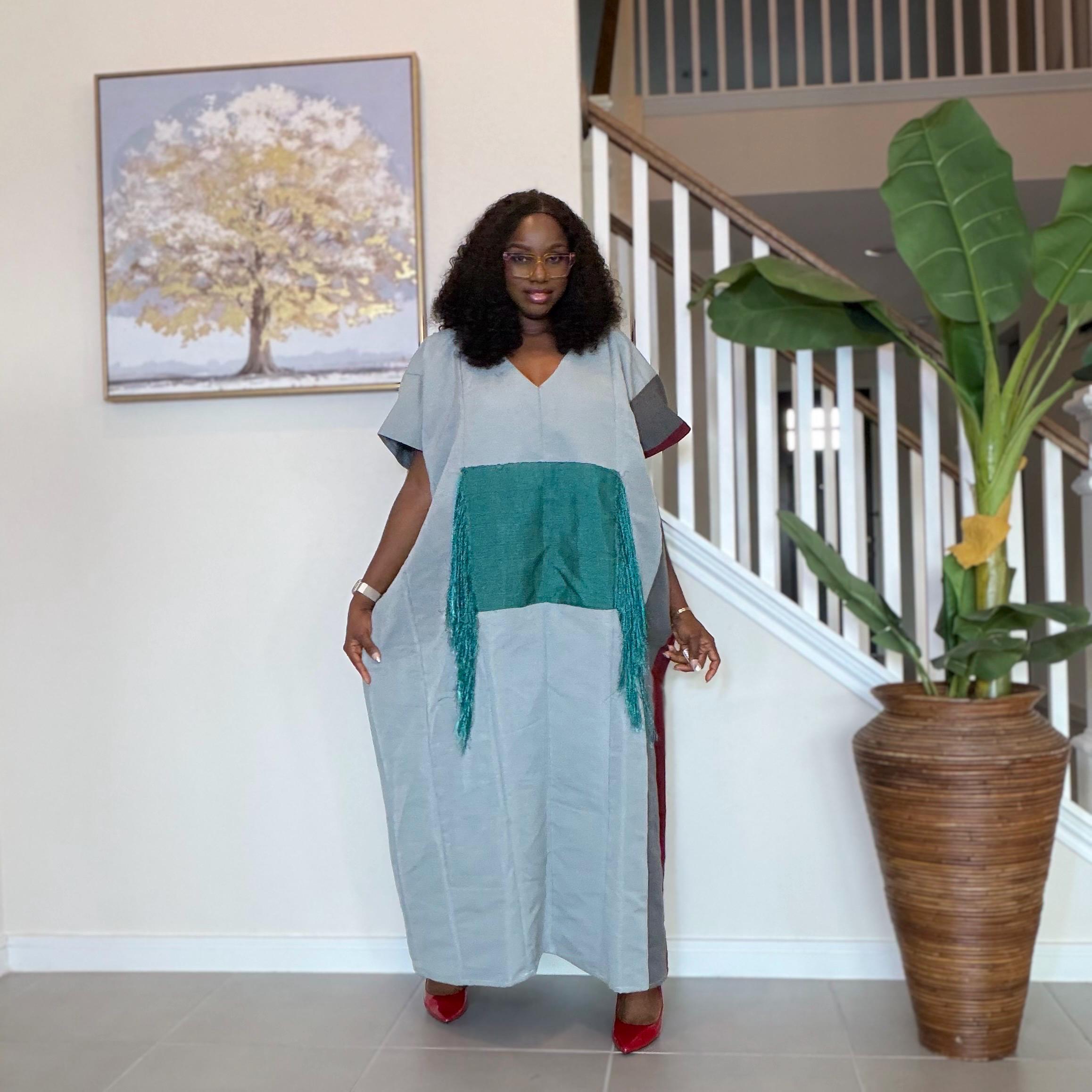 Handmade Aso Oke Kaftan Maxi Dress – Nigerian Fringe Gown