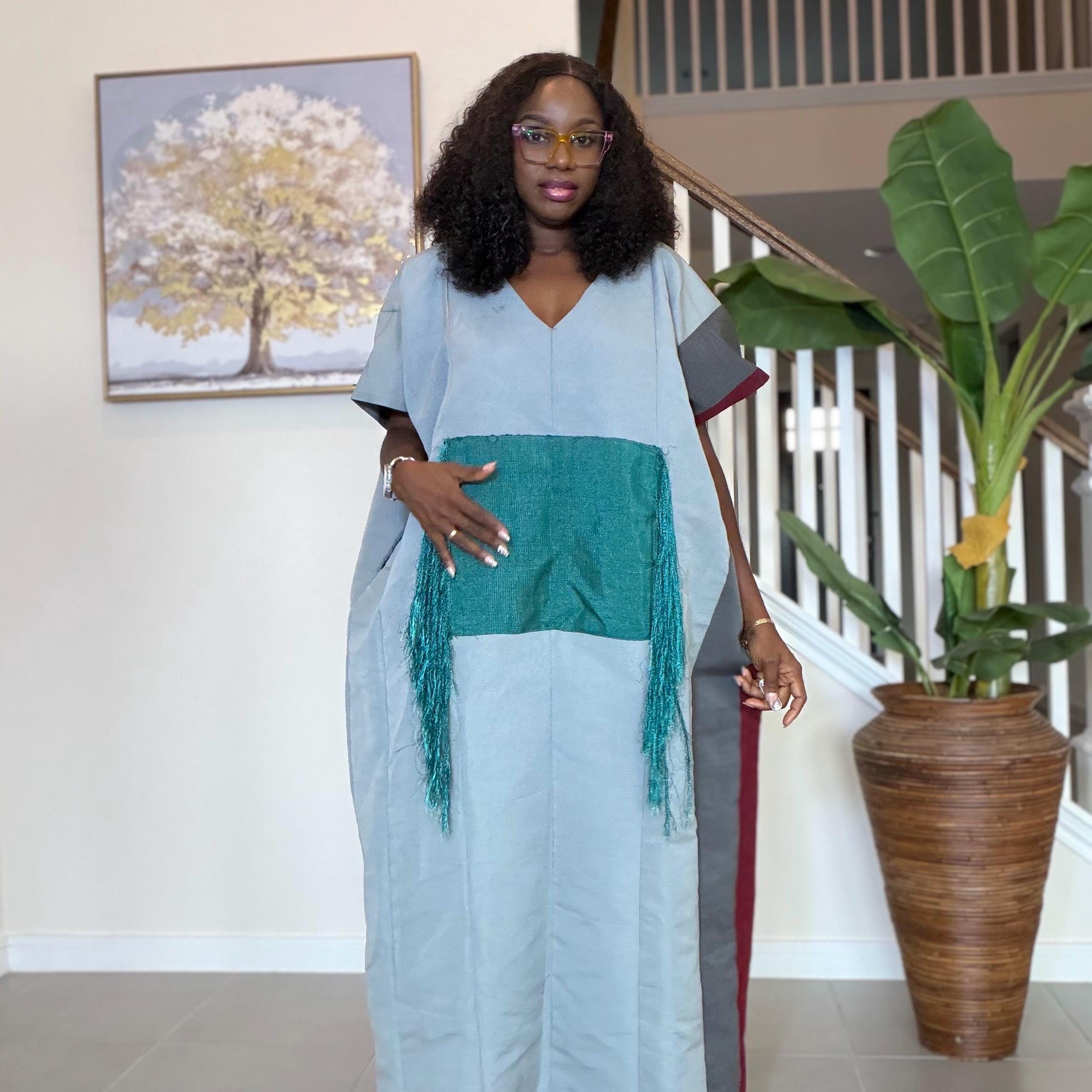 Handmade Aso Oke Kaftan Maxi Dress – Nigerian Fringe Gown