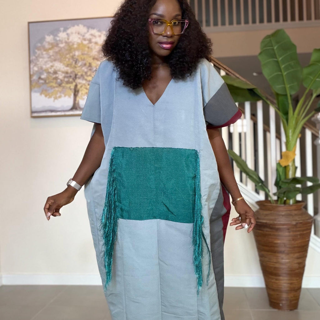 Handmade Aso Oke Kaftan Maxi Dress – Nigerian Fringe Gown