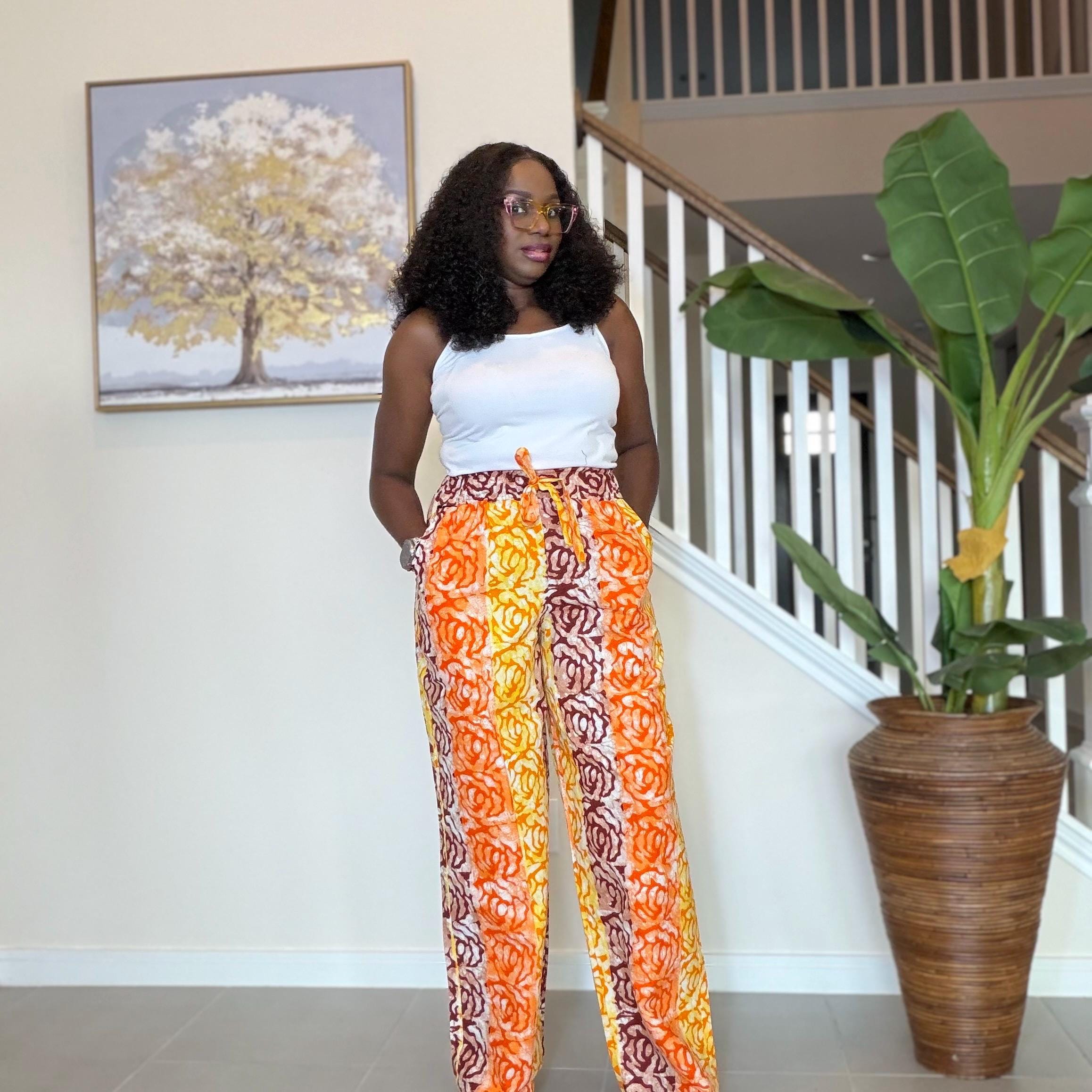 Ankara Wide Leg Pants, African Print Cotton Trousers, Boho Chic