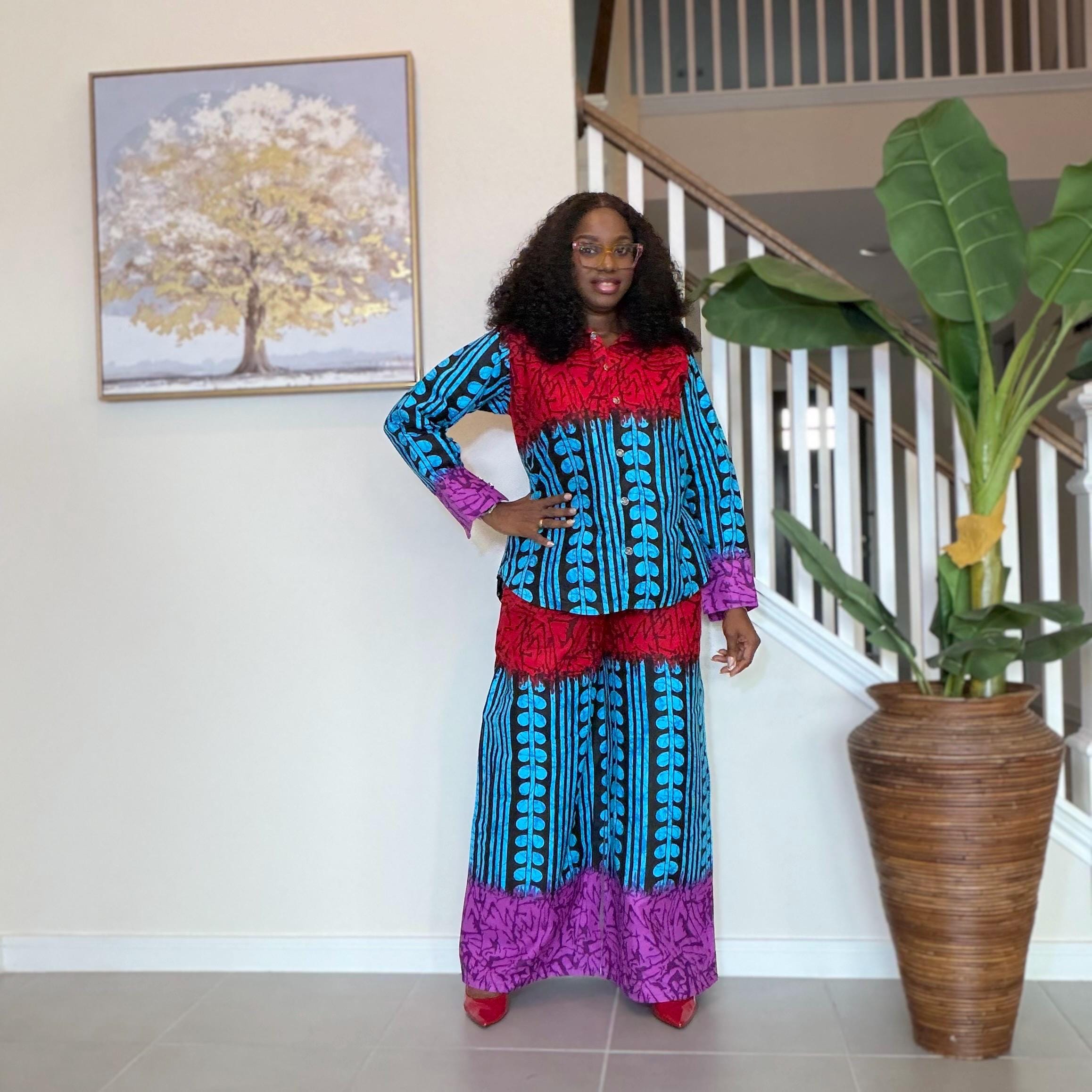 Ankara Two-Piece Set | African Print Top and Wide-Leg Pants