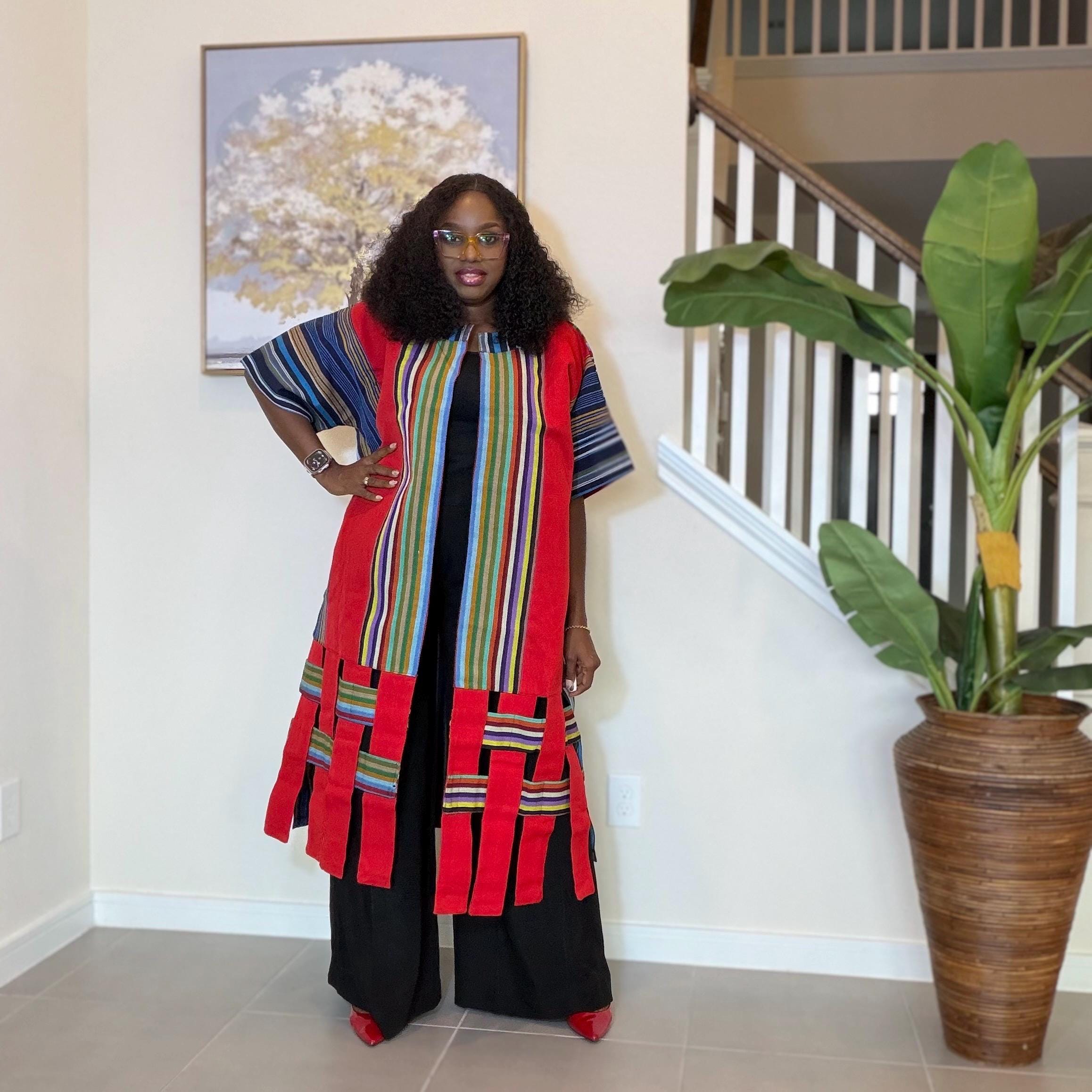 Aso Oke Kimono Jacket for Women | African Kimono Coat | Traditional Nigerian Handwoven Fabric | Elegant African Clothing | Boho Style