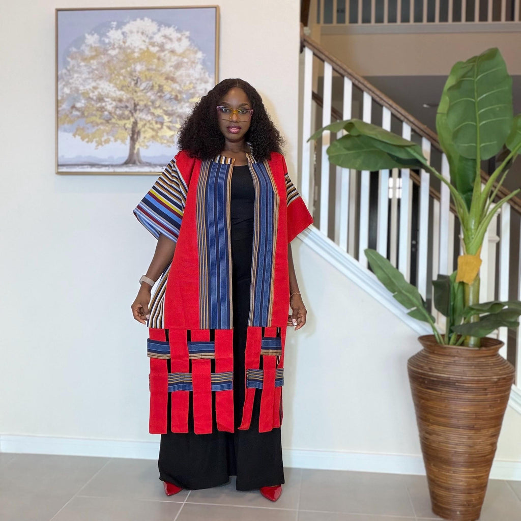 Handwoven Aso Oke Kimono Jacket | Nigerian Yoruba Fabric, Boho Coat