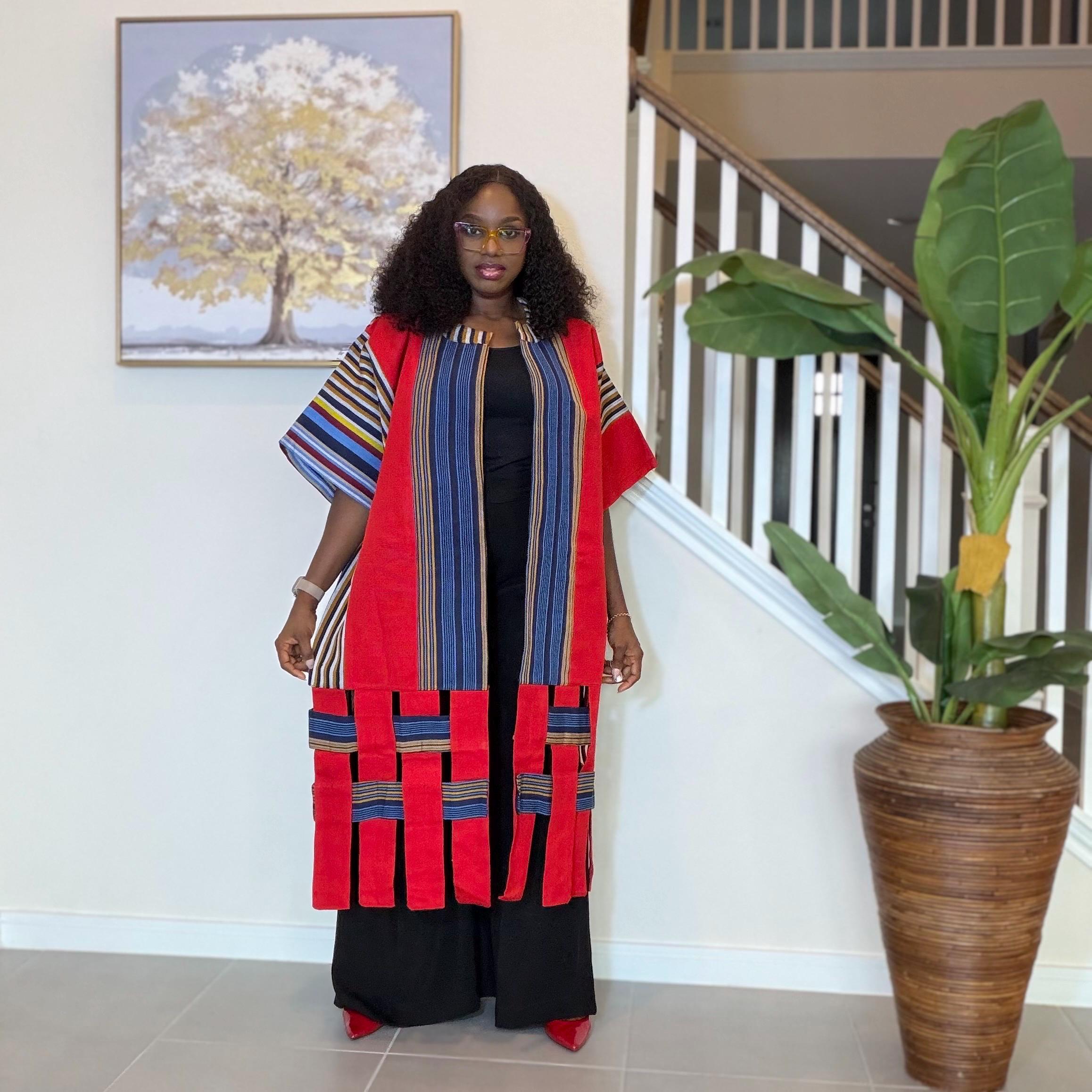 Handwoven Aso Oke Kimono Jacket | Nigerian Yoruba Fabric, Boho Coat