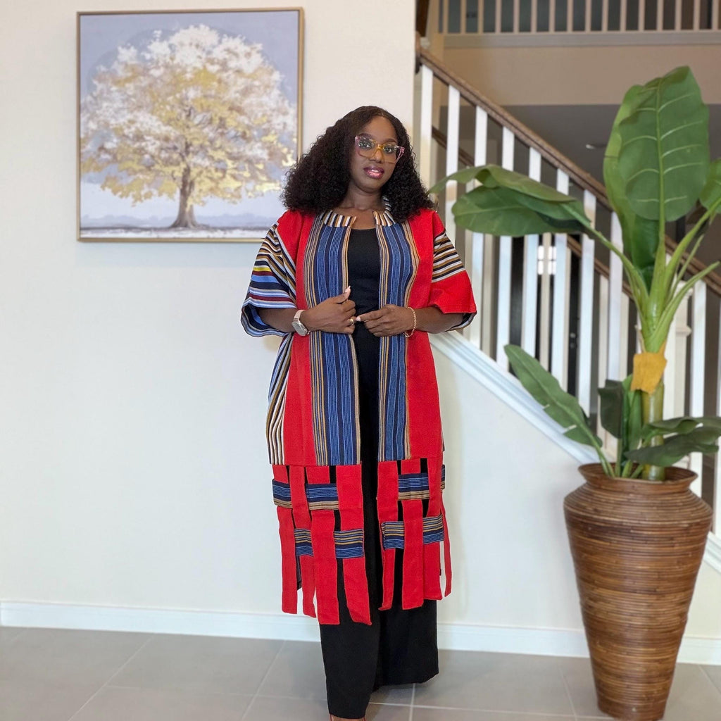 Handwoven Aso Oke Kimono Jacket | Nigerian Yoruba Fabric, Boho Coat