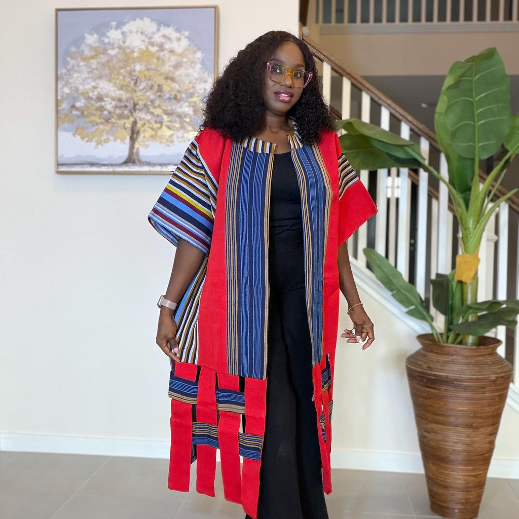 Handwoven Aso Oke Kimono Jacket | Nigerian Yoruba Fabric, Boho Coat