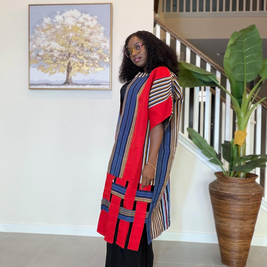Handwoven Aso Oke Kimono Jacket | Nigerian Yoruba Fabric, Boho Coat