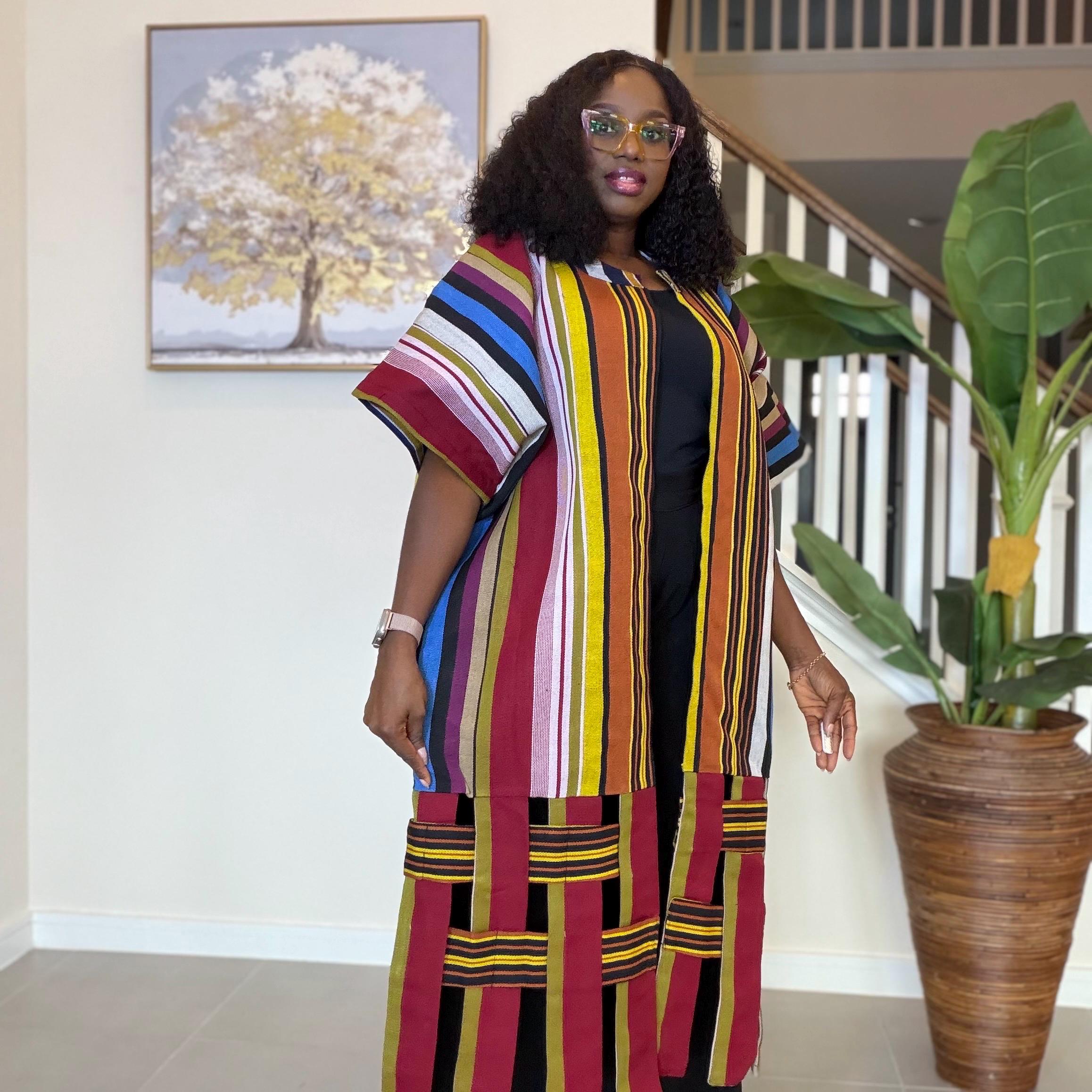 Handwoven Aso Oke Kimono Jacket | Nigerian Yoruba Fabric, Boho Coat
