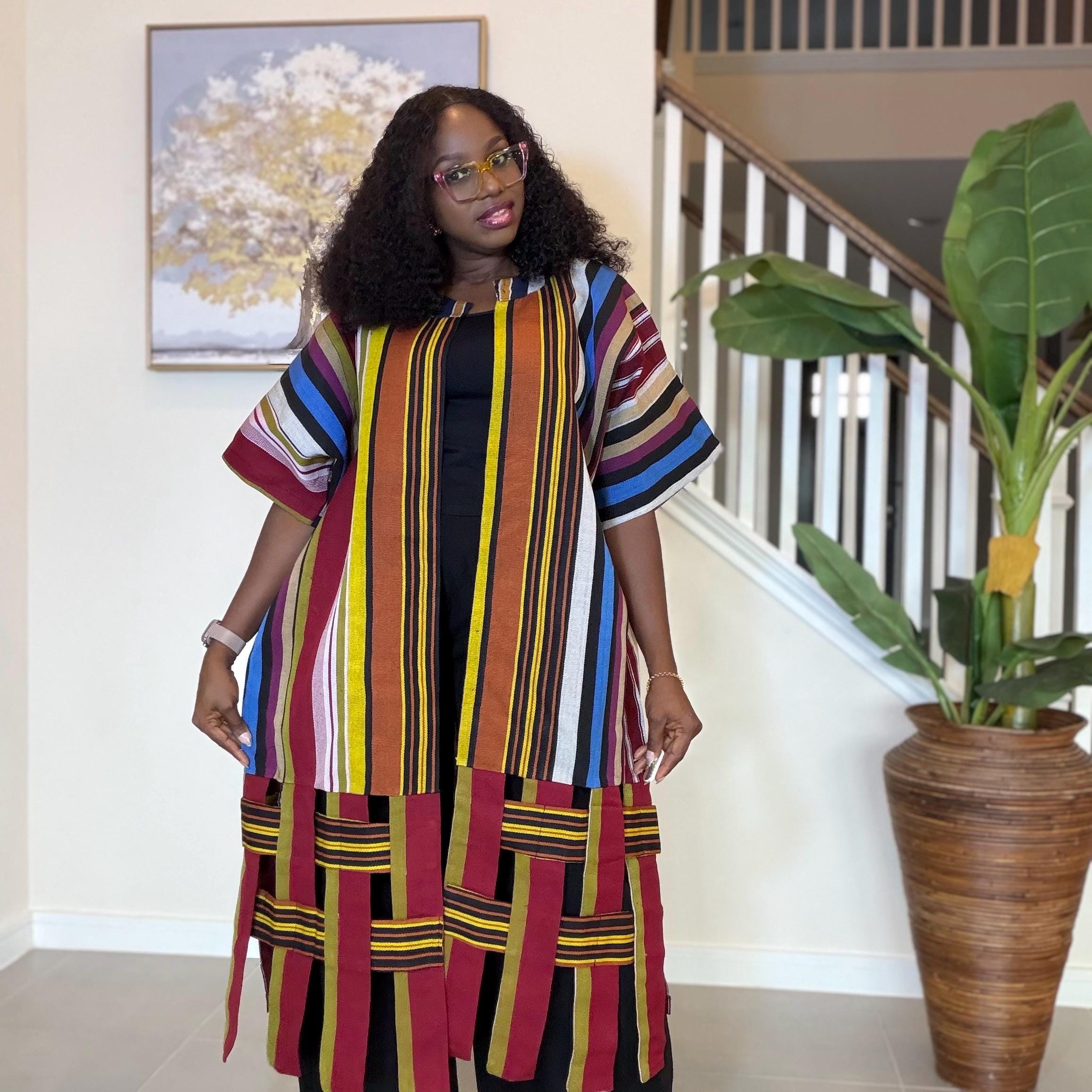 Handwoven Aso Oke Kimono Jacket | Nigerian Yoruba Fabric, Boho Coat
