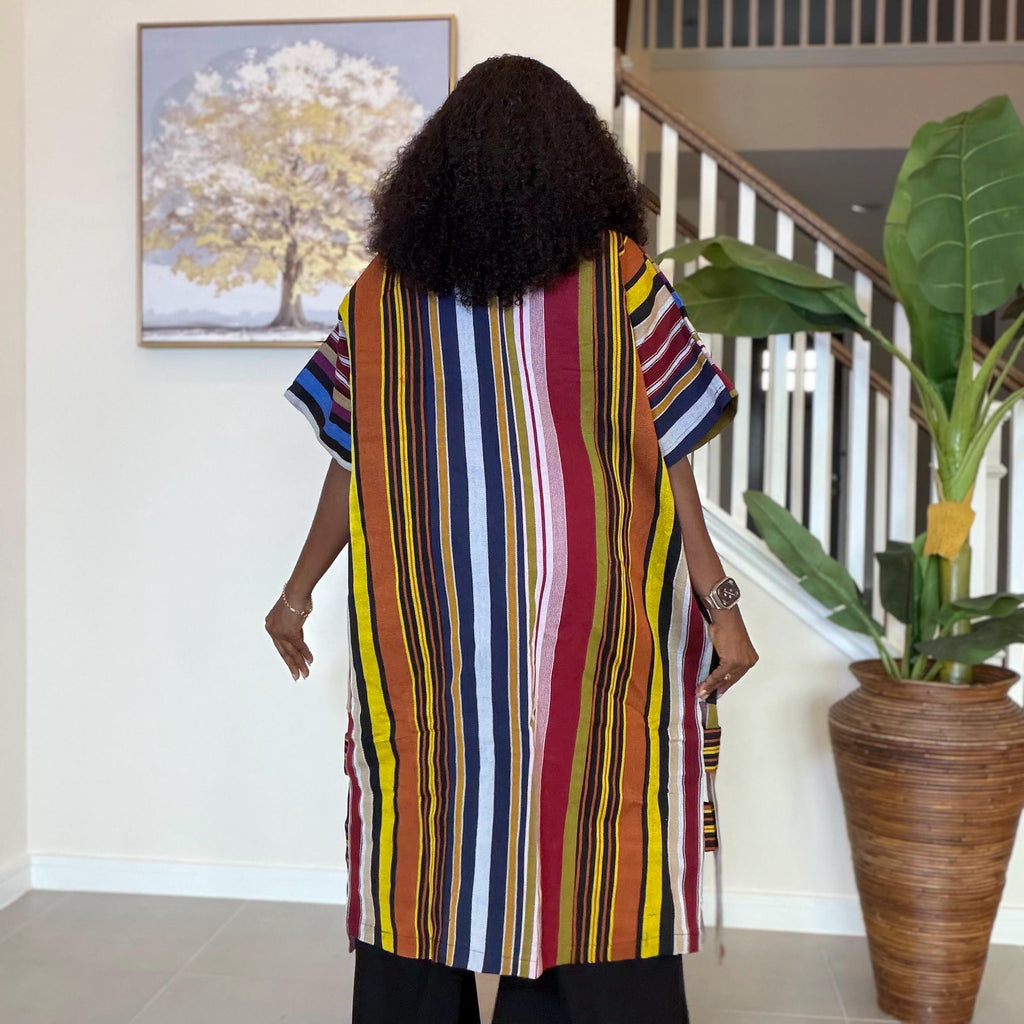 Handwoven Aso Oke Kimono Jacket | Nigerian Yoruba Fabric, Boho Coat