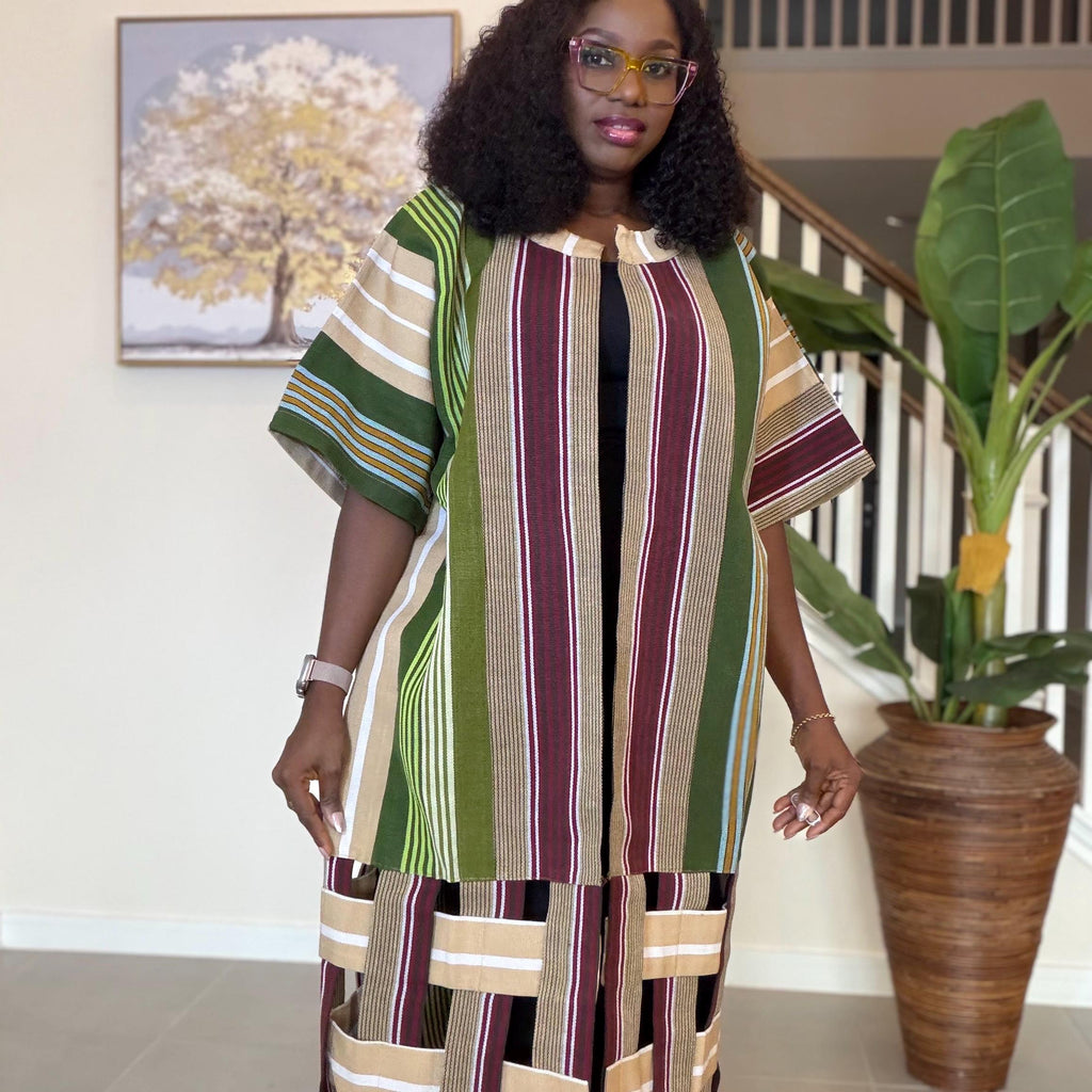 Handwoven Aso Oke Kimono Jacket | Nigerian Yoruba Fabric, Boho Coat