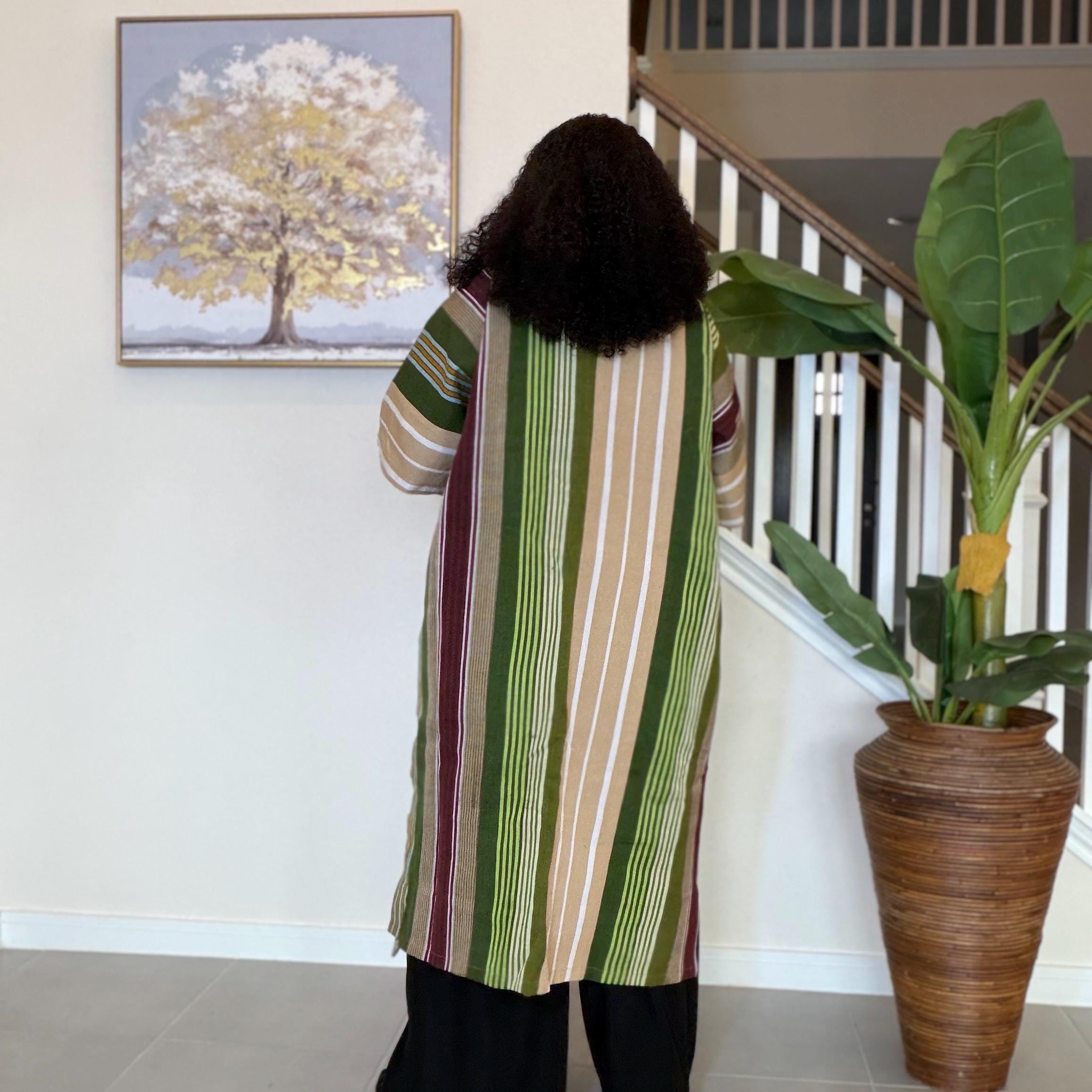 Handwoven Aso Oke Kimono Jacket | Nigerian Yoruba Fabric, Boho Coat