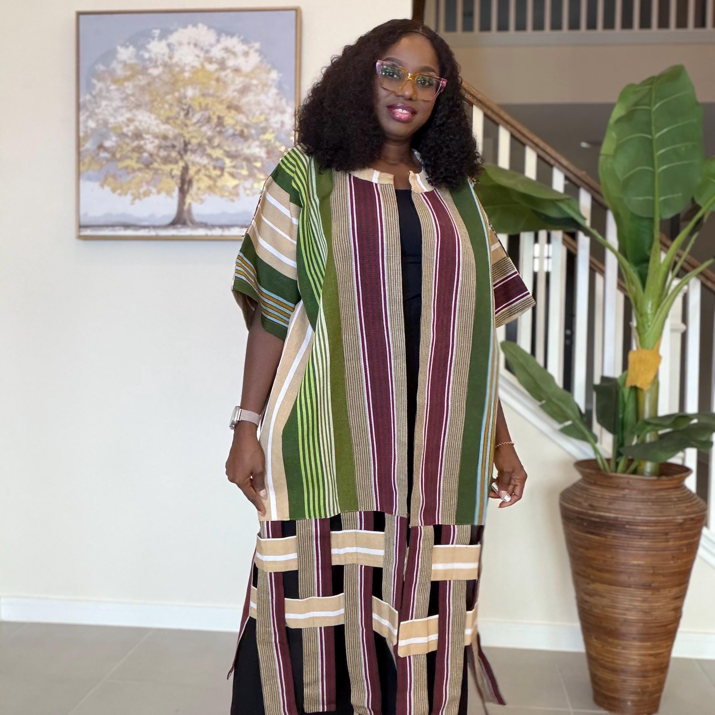 Handwoven Aso Oke Kimono Jacket | Nigerian Yoruba Fabric, Boho Coat