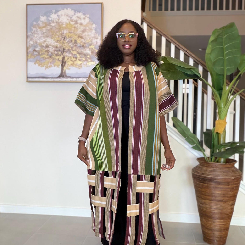 Handwoven Aso Oke Kimono Jacket | Nigerian Yoruba Fabric, Boho Coat