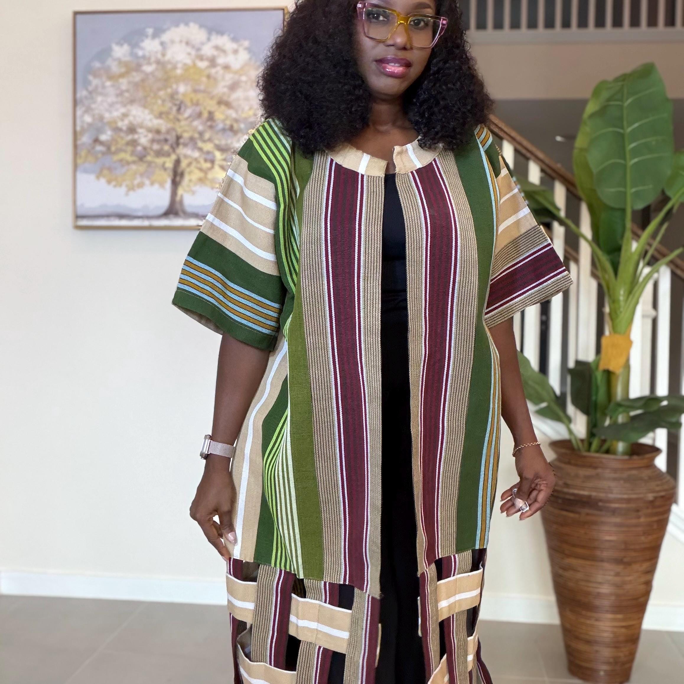 Handwoven Aso Oke Kimono Jacket | Nigerian Yoruba Fabric, Boho Coat