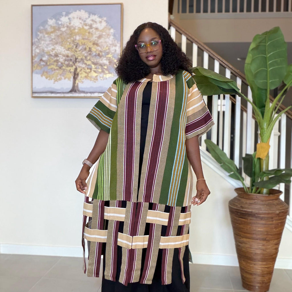 Handwoven Aso Oke Kimono Jacket | Nigerian Yoruba Fabric, Boho Coat