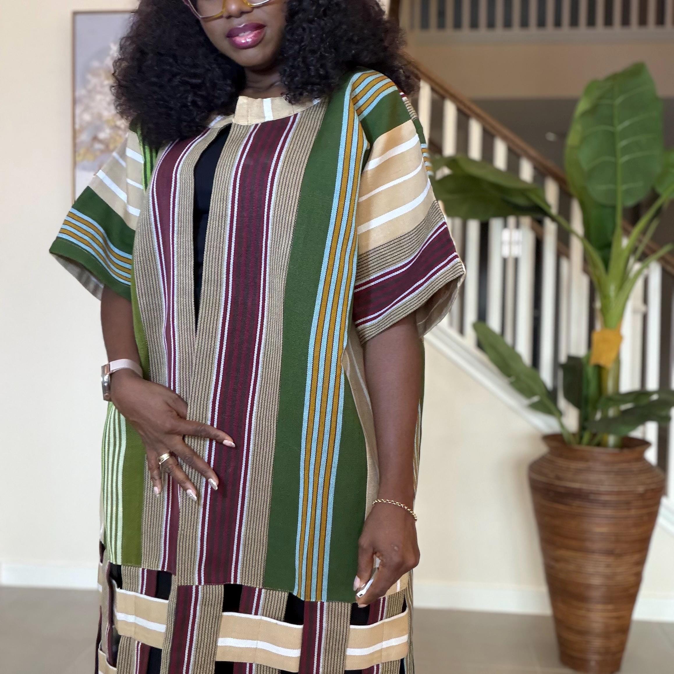 Handwoven Aso Oke Kimono Jacket | Nigerian Yoruba Fabric, Boho Coat