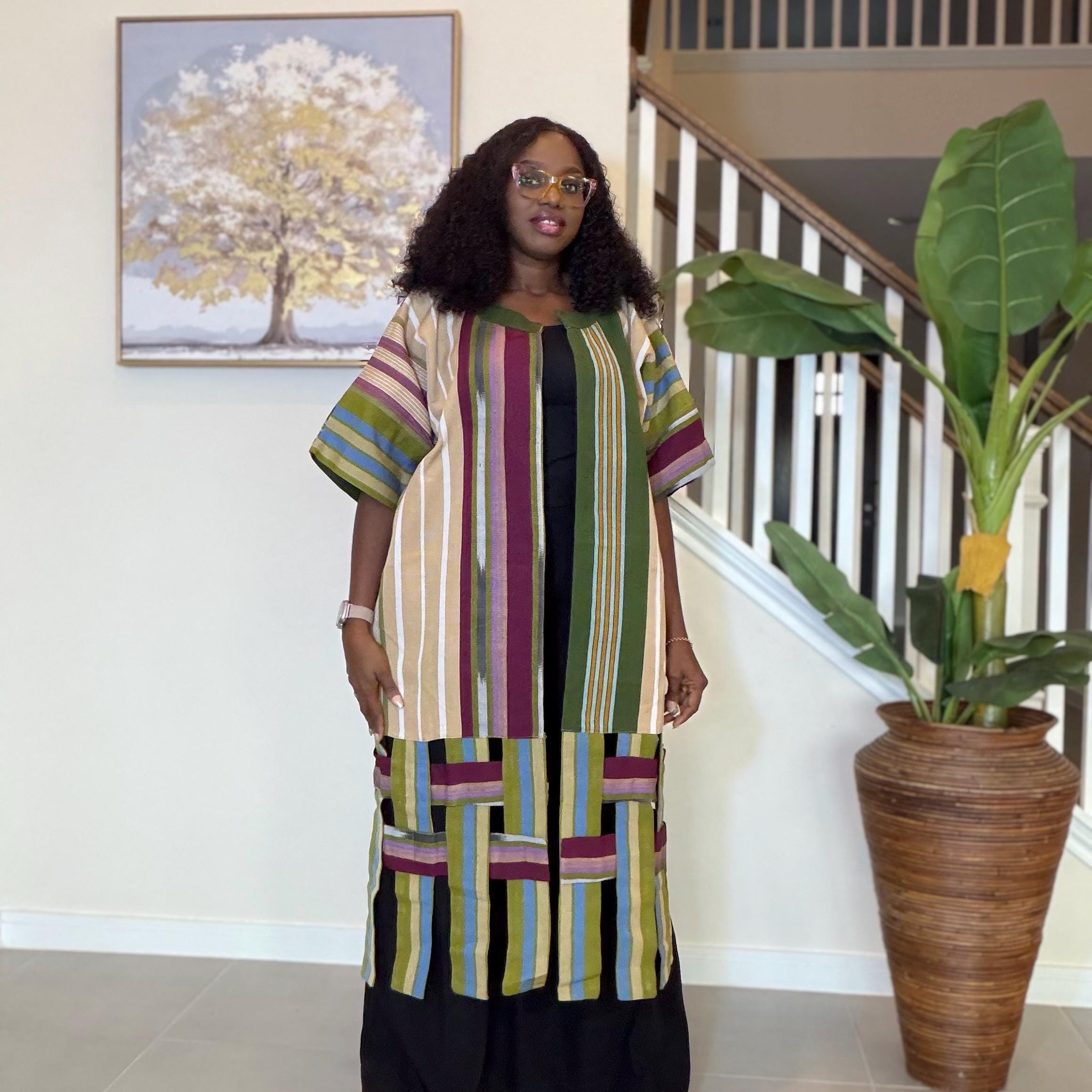 Handwoven Aso Oke Kimono Jacket | Yoruba Fabric, Boho Style