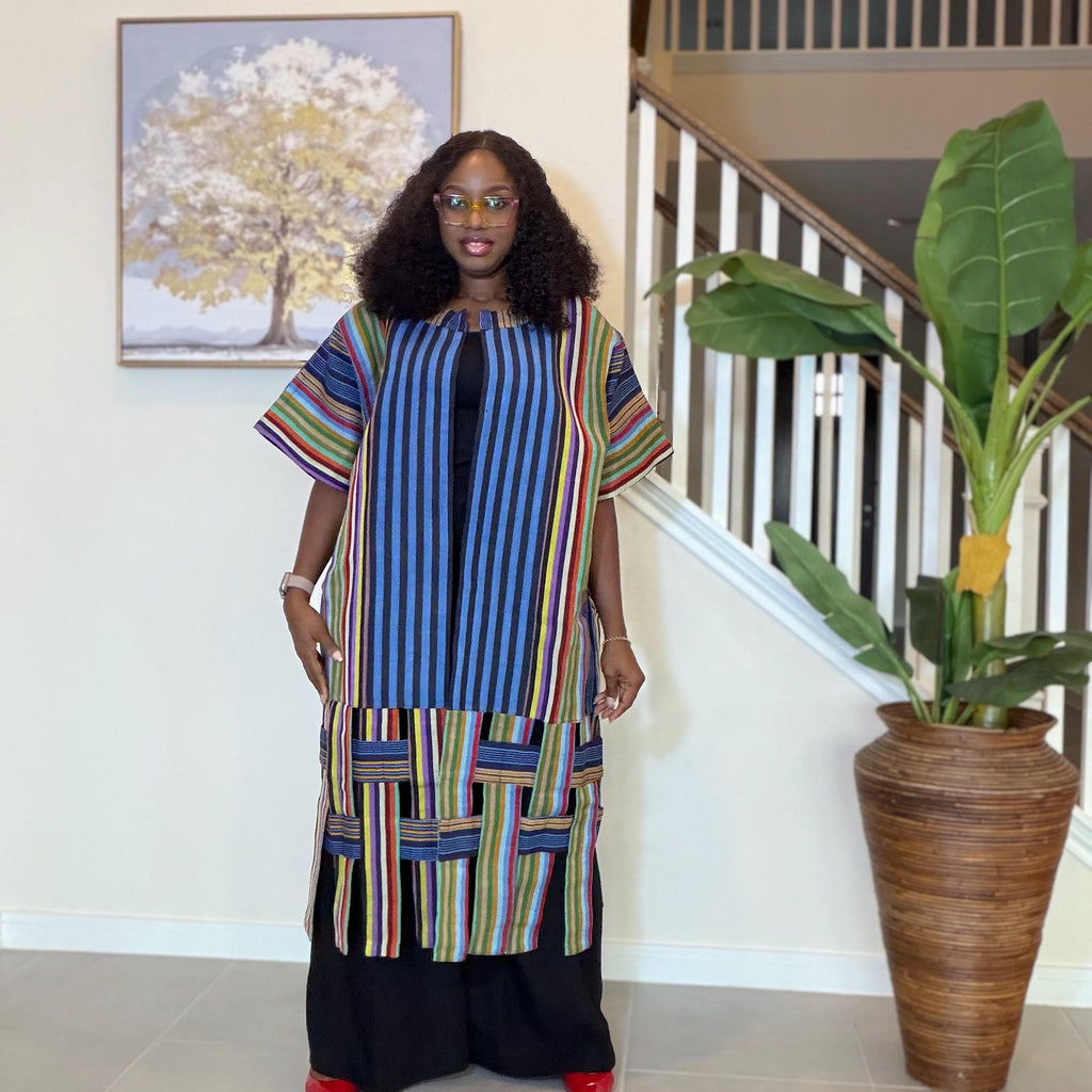Handwoven Aso Oke Kimono Jacket | Nigerian Yoruba Fabric, Boho Style