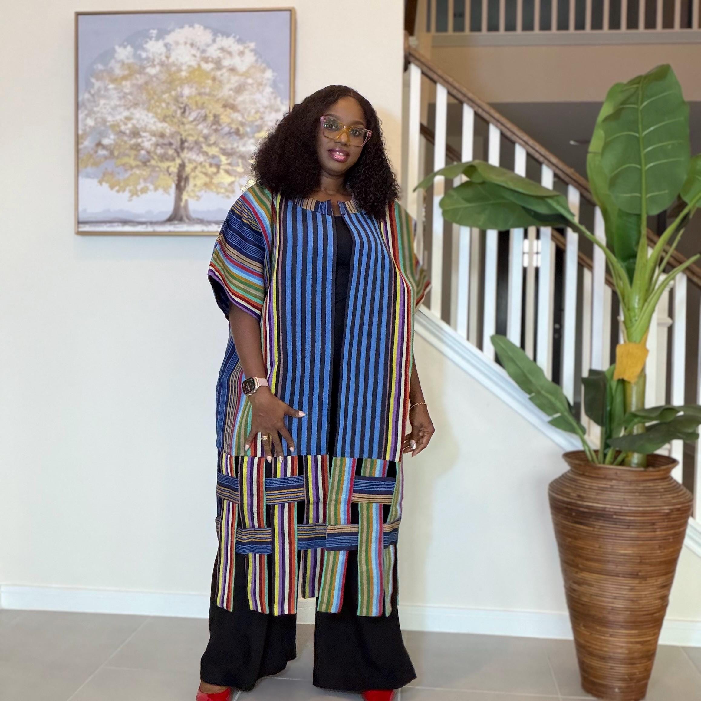 Handwoven Aso Oke Kimono Jacket | Nigerian Yoruba Fabric, Boho Style