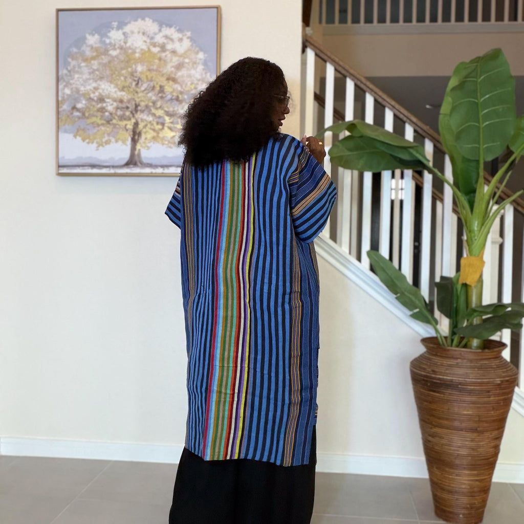 Handwoven Aso Oke Kimono Jacket | Nigerian Yoruba Fabric, Boho Style
