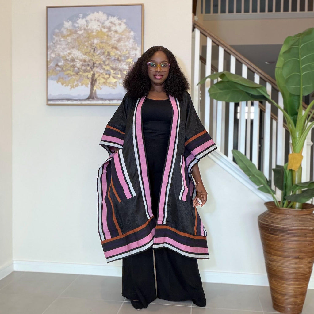 Luxury Damask and Aso Oke Kimono, Damask and Aso Oke Kimono – African Jacket, Boho Duster, Statement Kimono for Women, Festival Outfit