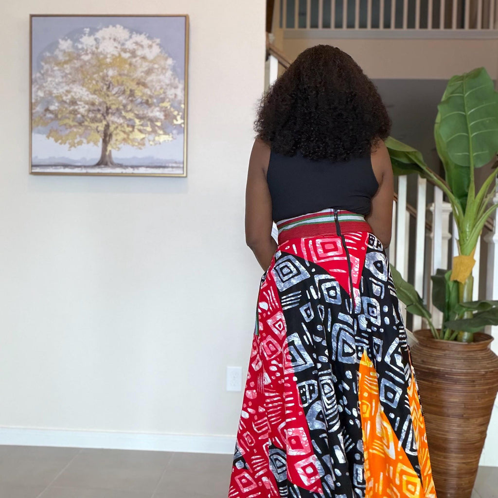 Colorful Ankara Maxi Skirt | High Waist African Print Cotton Skirt