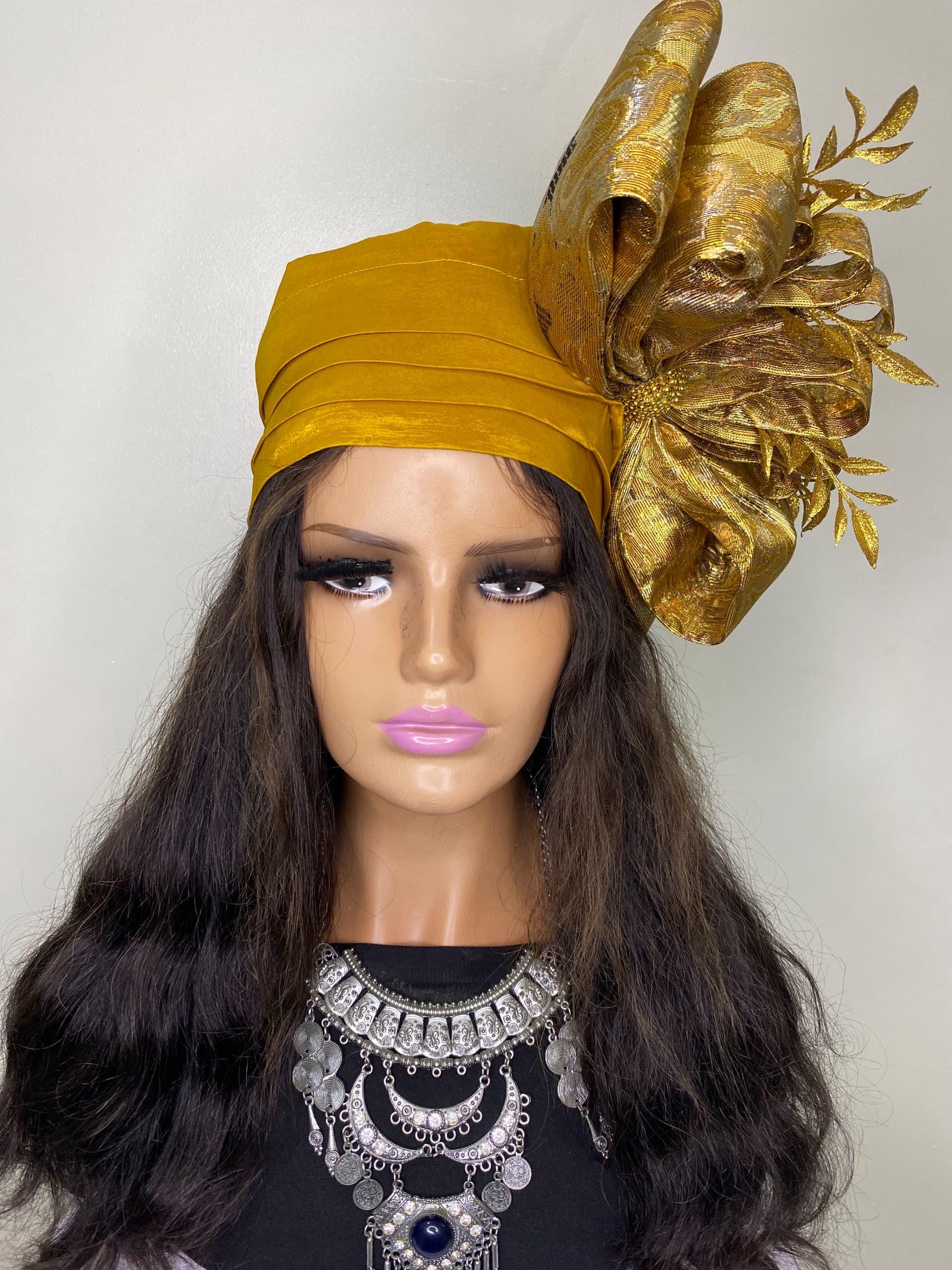 African Headwrap | Elegant Gele Style Head Tie for Weddings & Special Events
