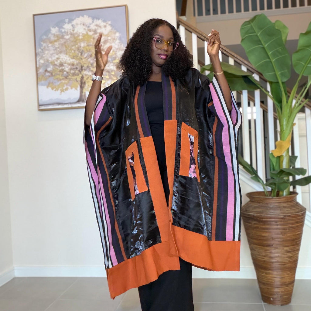 Handmade African Adire Aso Oke Kimono | Boho Festival Jacket