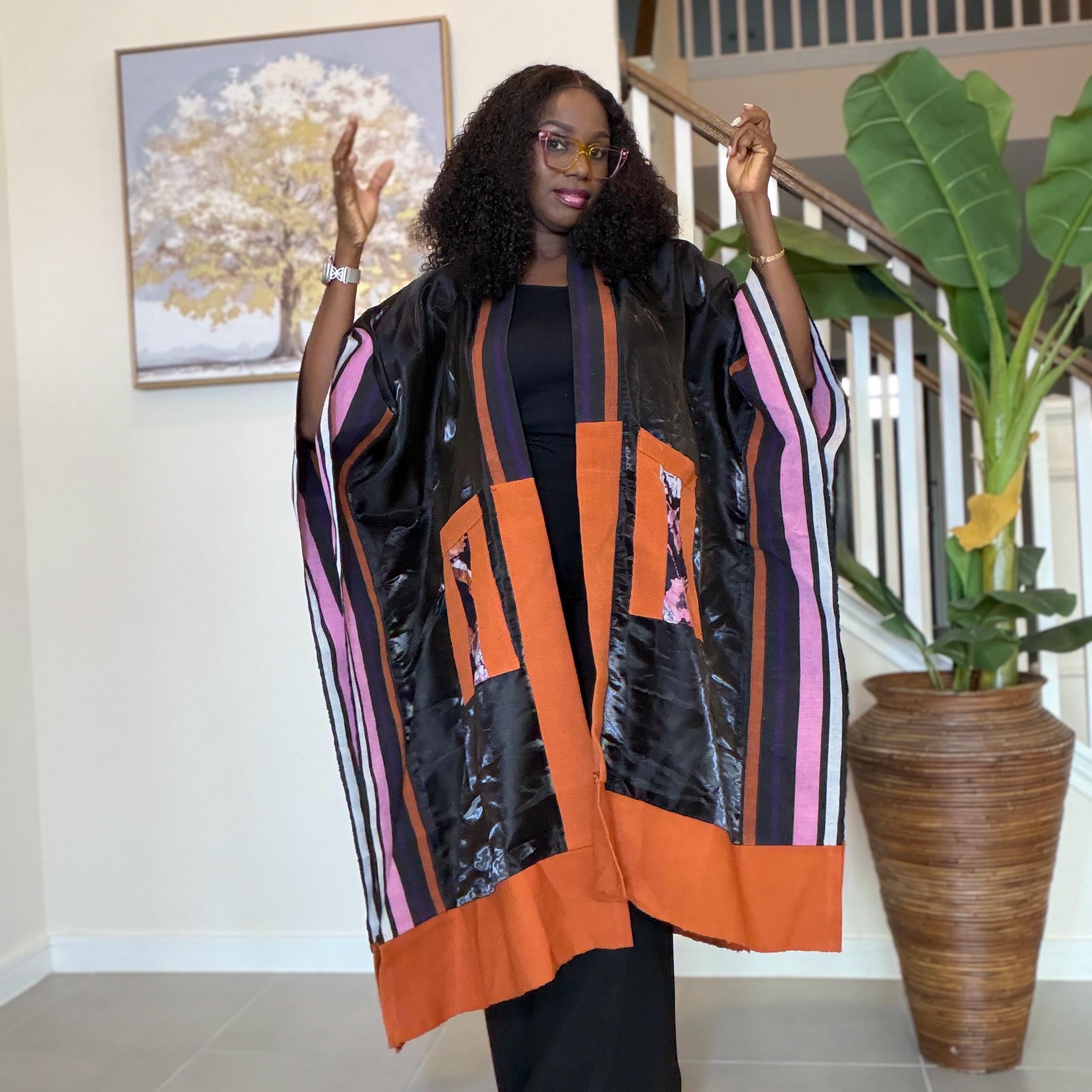 Handmade African Adire Aso Oke Kimono | Boho Festival Jacket