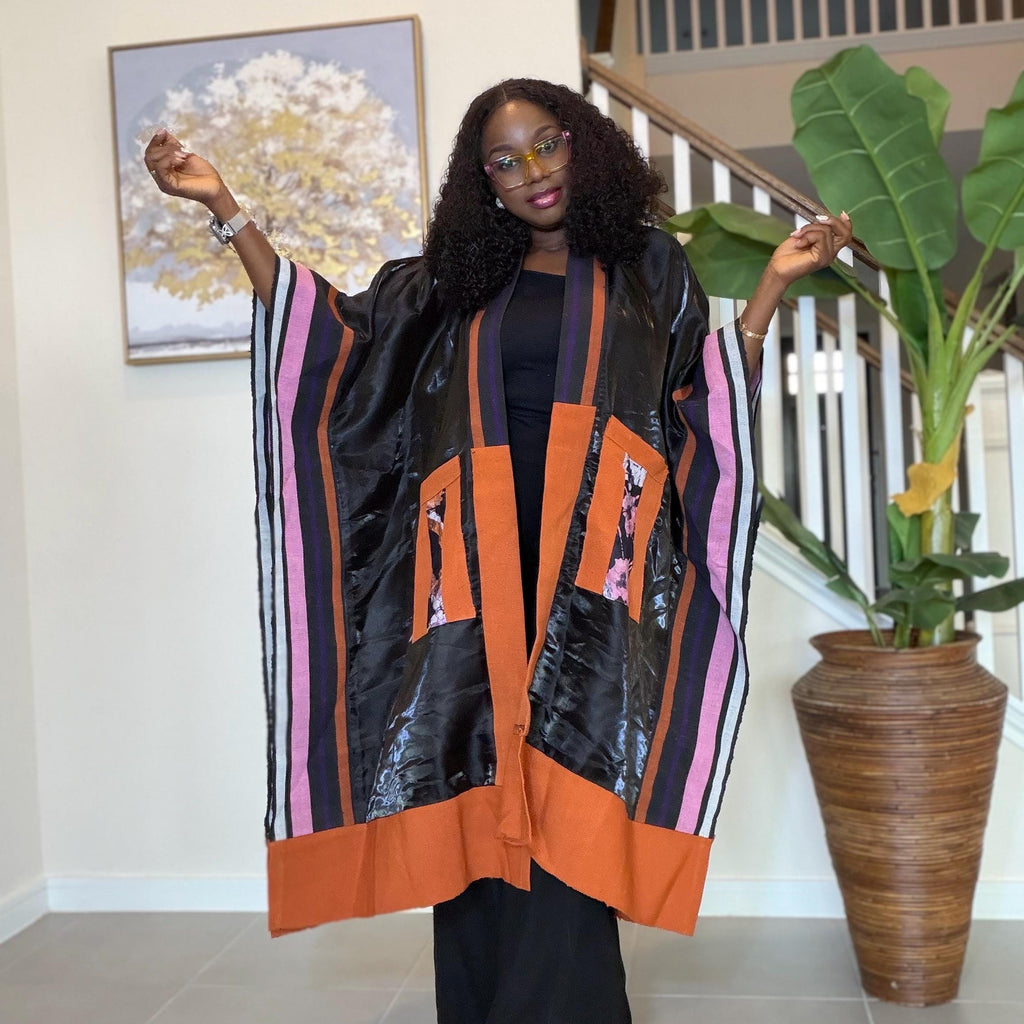 Handmade African Adire Aso Oke Kimono | Boho Festival Jacket