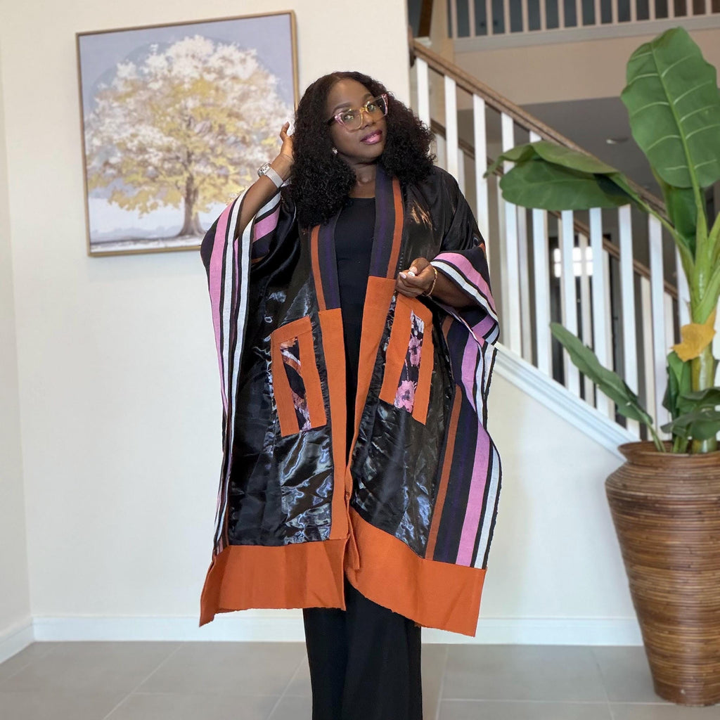 Handmade African Adire Aso Oke Kimono | Boho Festival Jacket