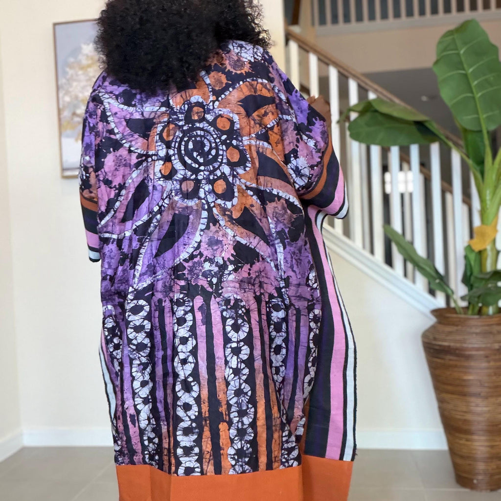 Handmade African Adire Aso Oke Kimono | Boho Festival Jacket
