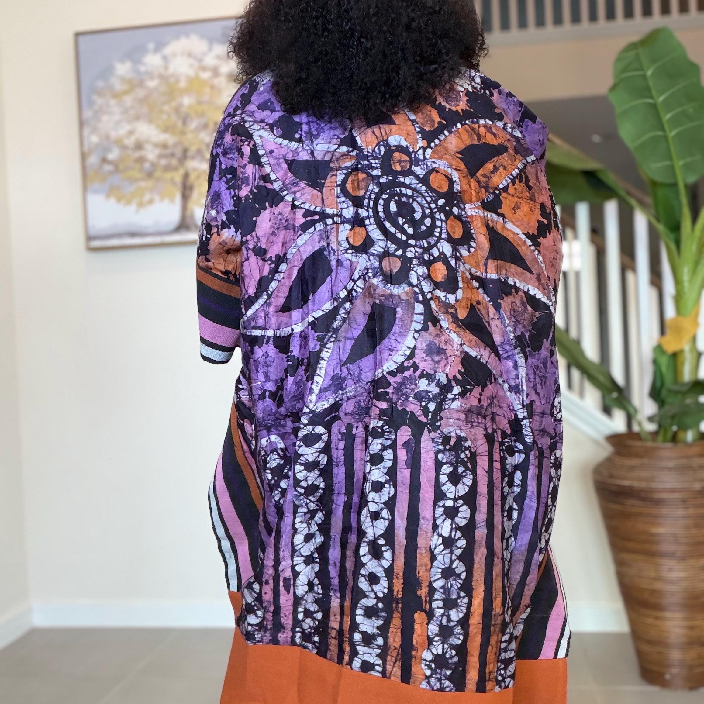 Handmade African Adire Aso Oke Kimono | Boho Festival Jacket