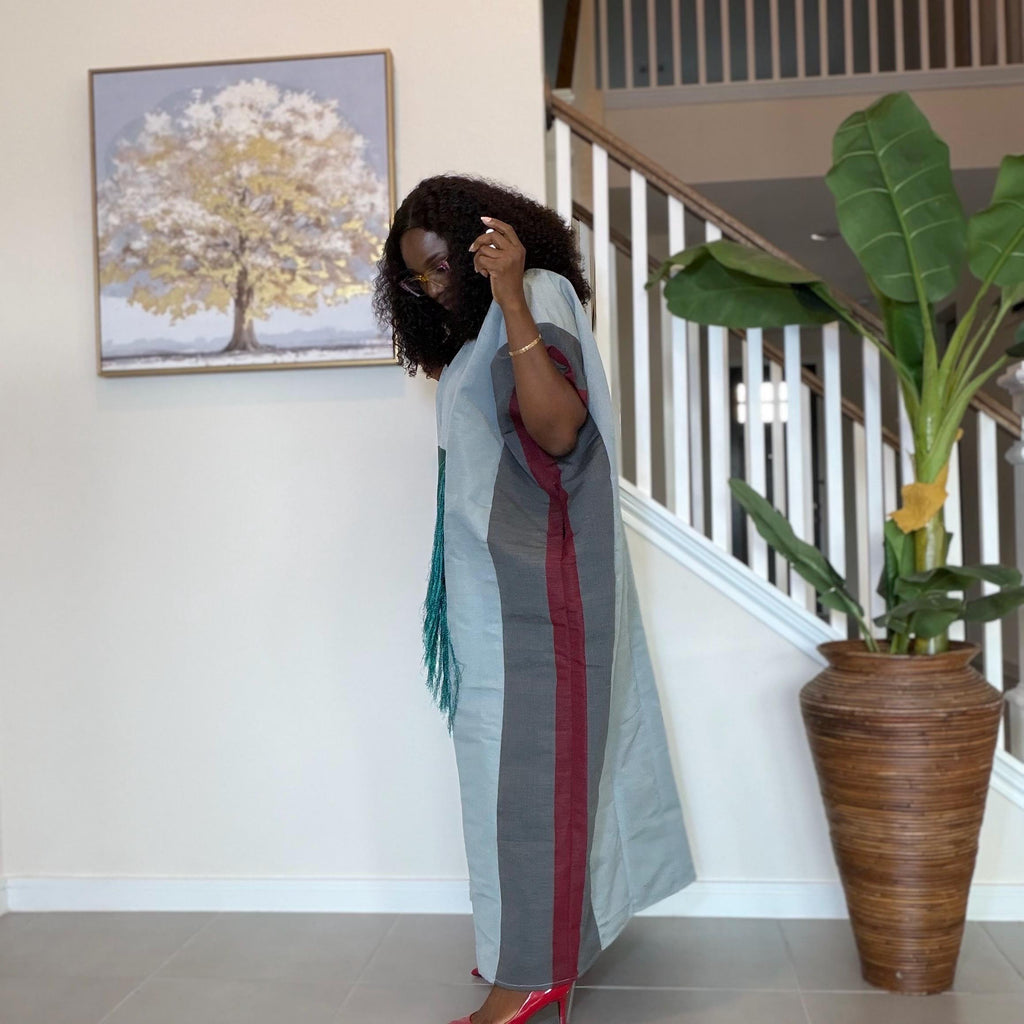 Handmade Aso Oke Kaftan Maxi Dress – Nigerian Fringe Gown