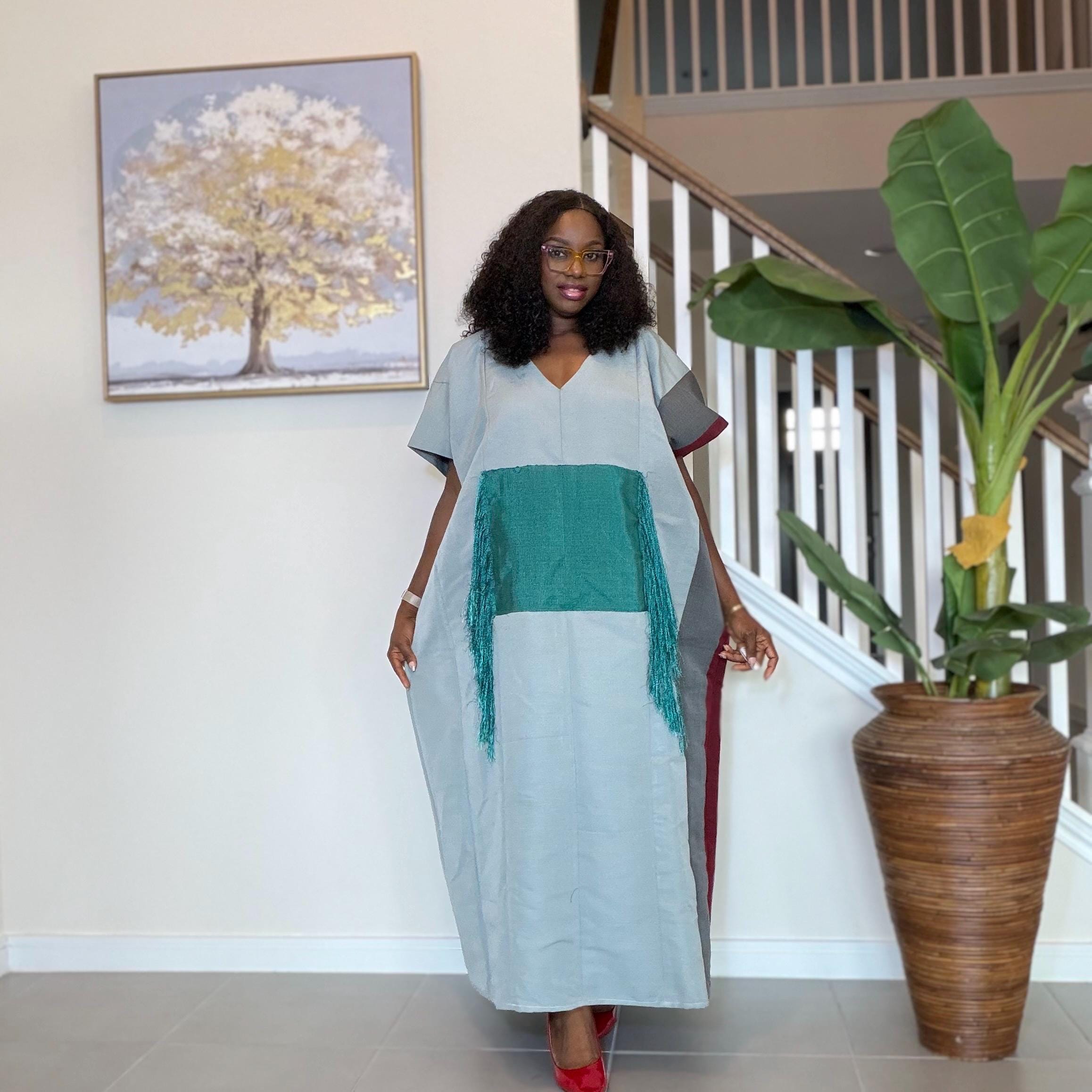 Handmade Aso Oke Kaftan Maxi Dress – Nigerian Fringe Gown