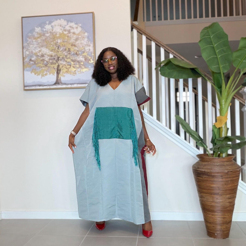Handmade Aso Oke Kaftan Maxi Dress – Nigerian Fringe Gown