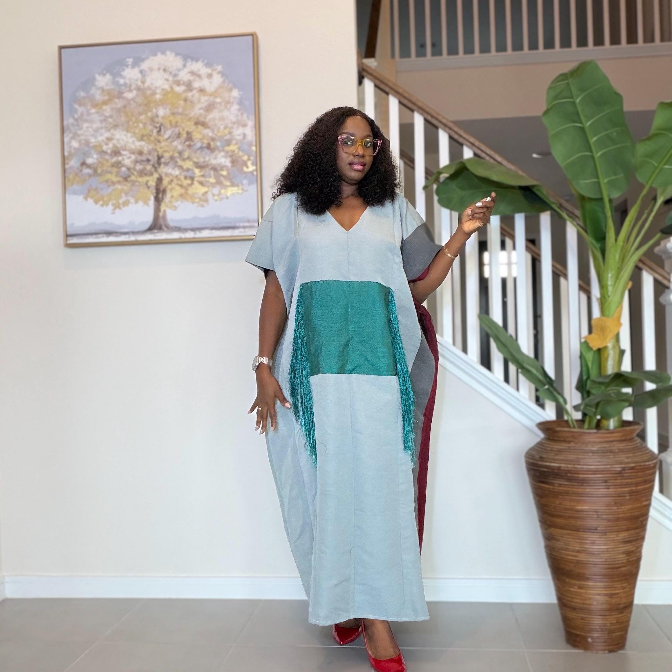 Handmade Aso Oke Kaftan Maxi Dress – Nigerian Fringe Gown