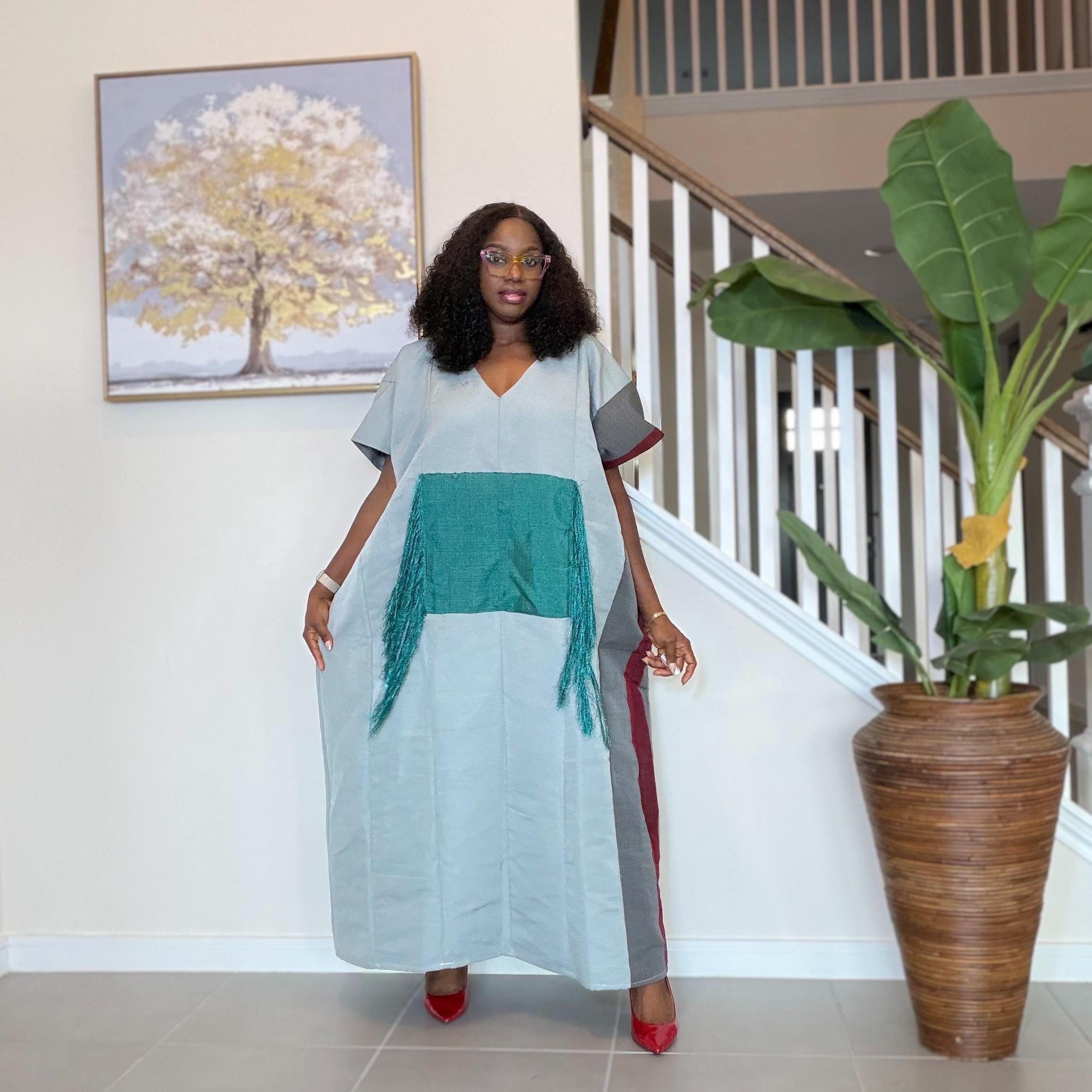 Handmade Aso Oke Kaftan Maxi Dress – Nigerian Fringe Gown
